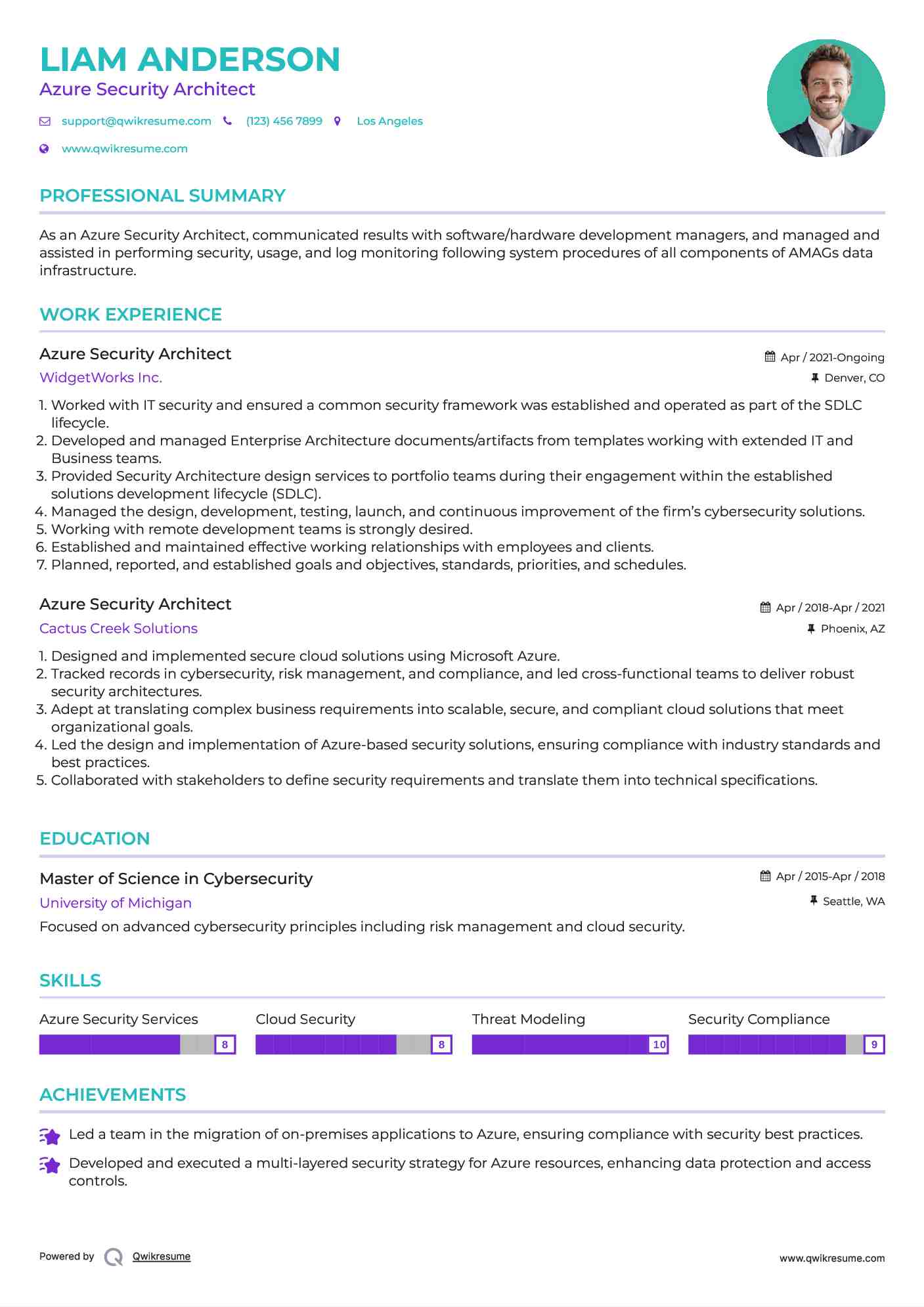Azure Security Architect Resume Template