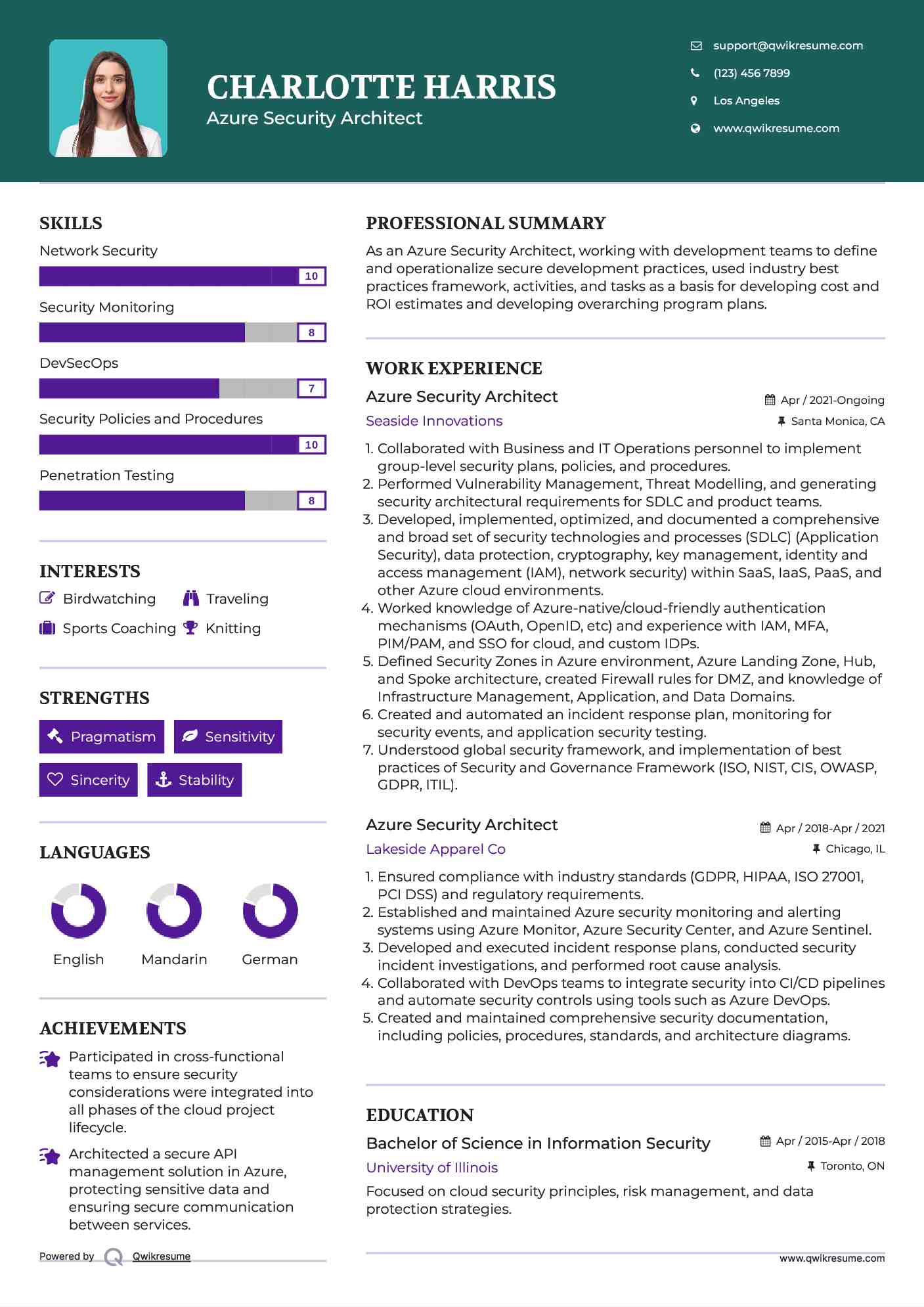 Azure Security Architect Resume Format