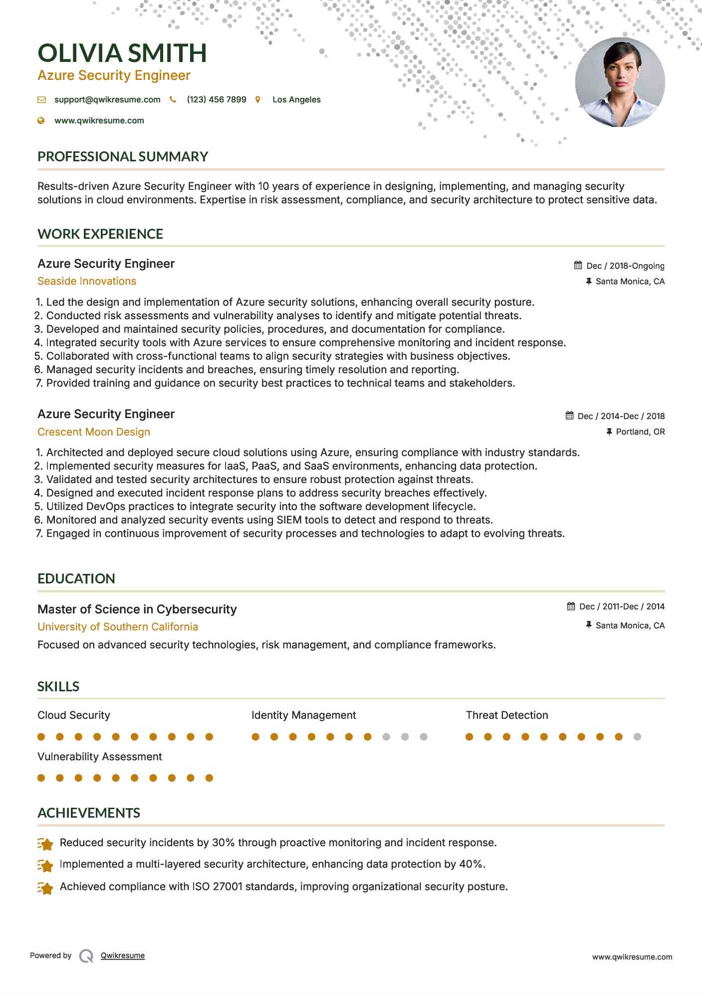 Azure Security Engineer Resume Model