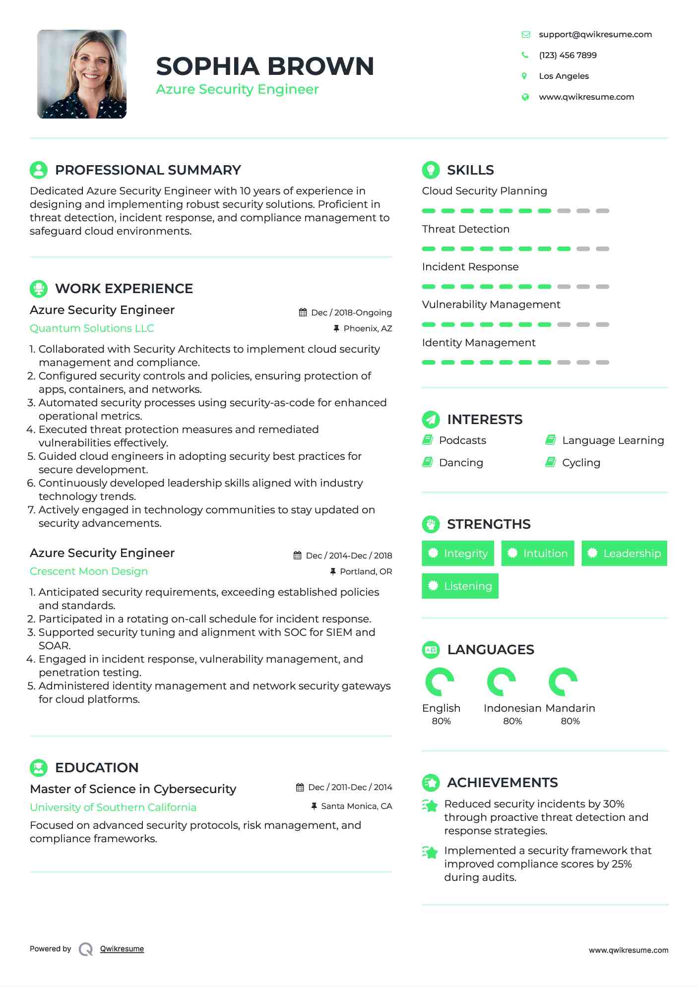 Azure Security Engineer Resume Template