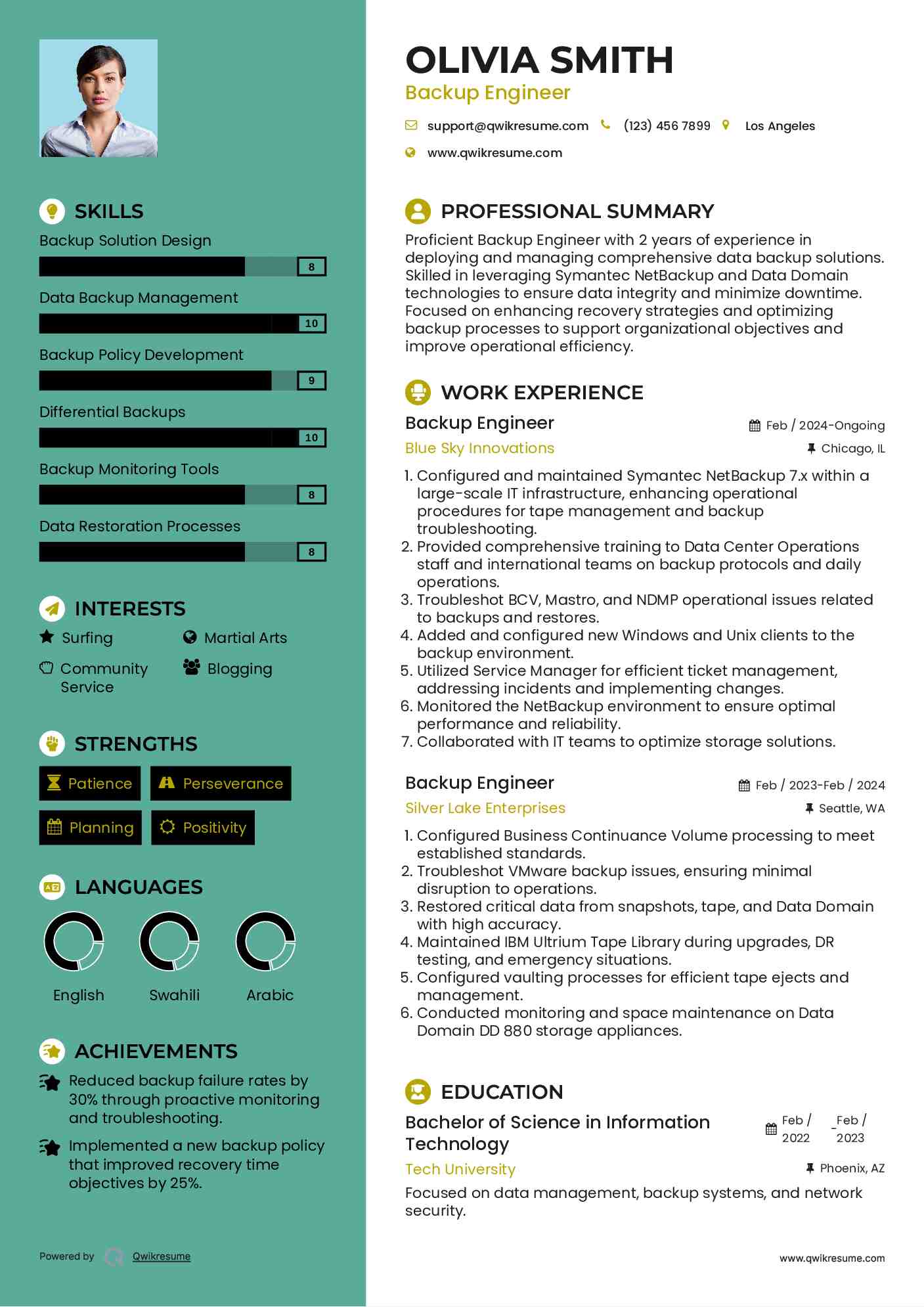 Backup Engineer Resume Model