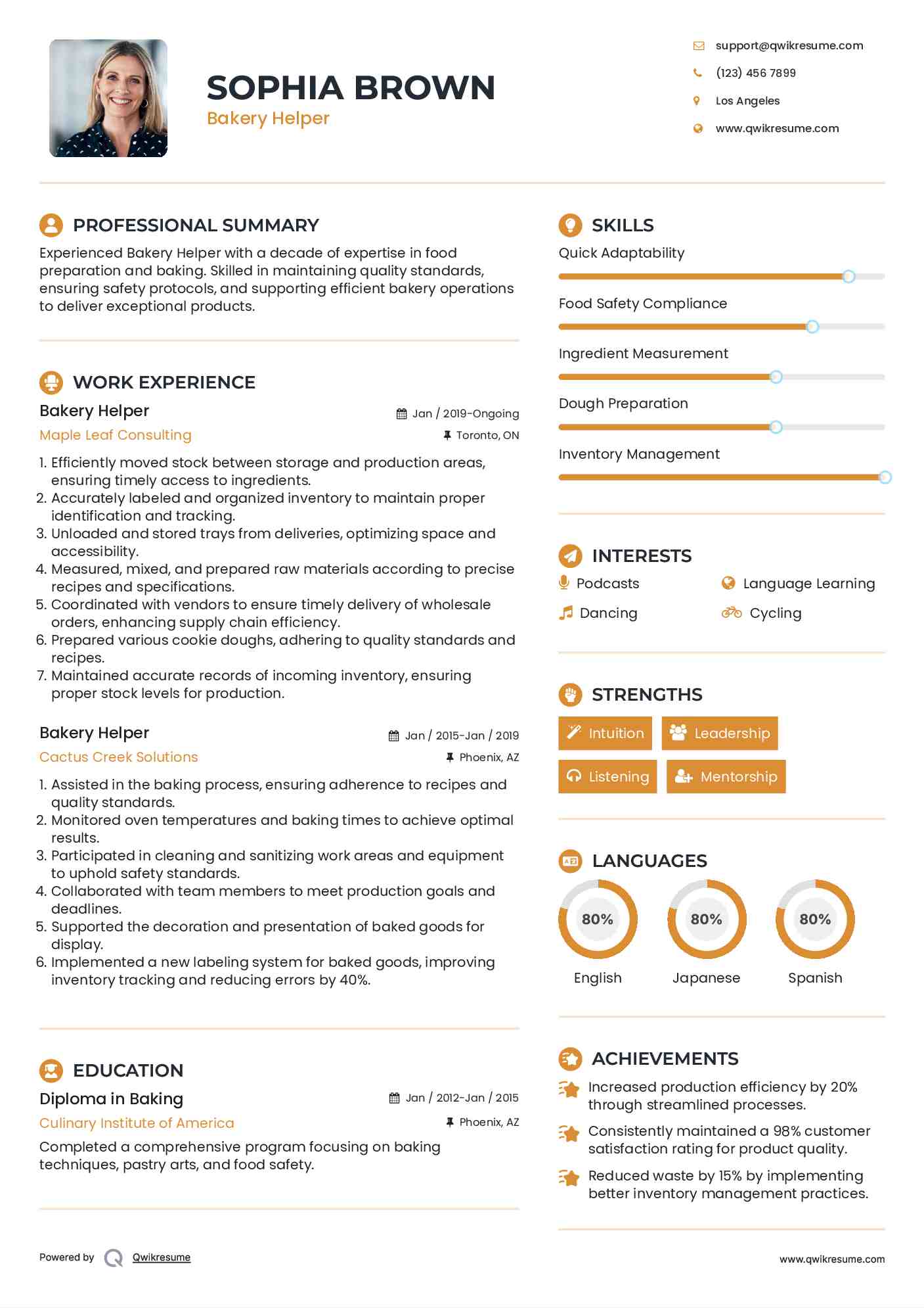 Bakery Helper Resume Format