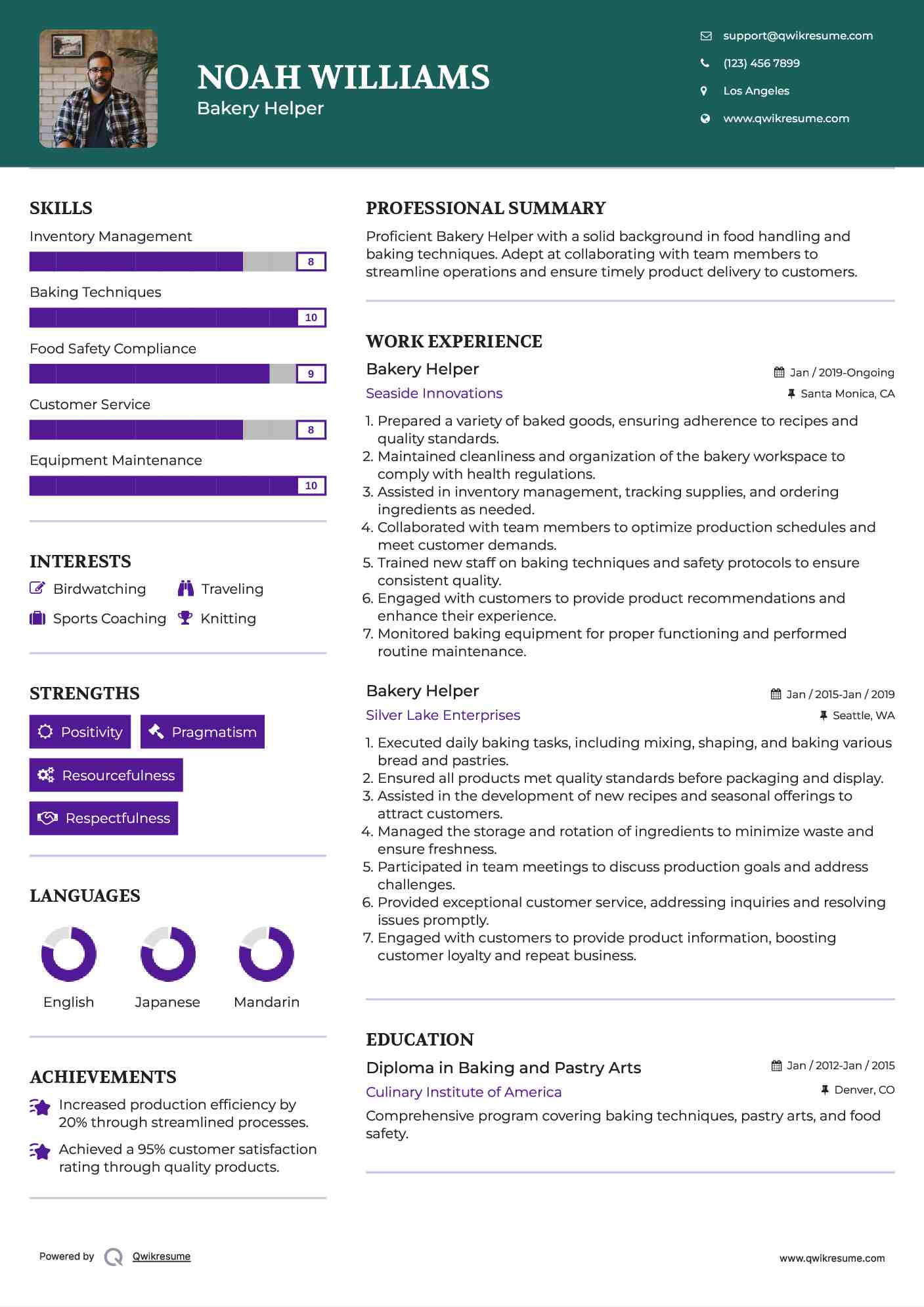 Bakery Helper Resume Format