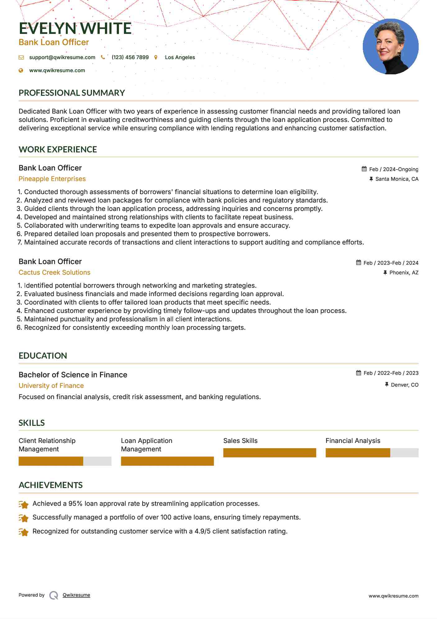 Bank Loan Officer Resume Format