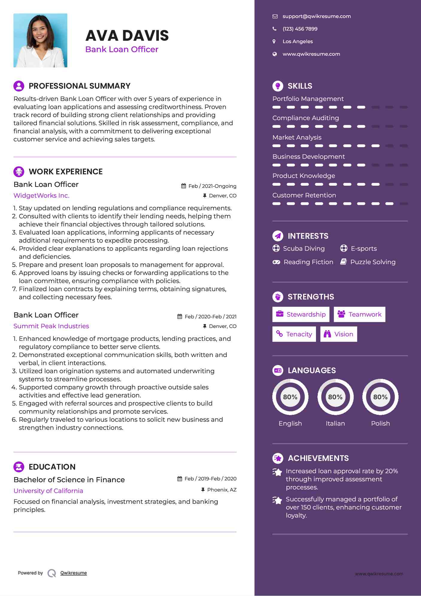 Bank Loan Officer Resume Example