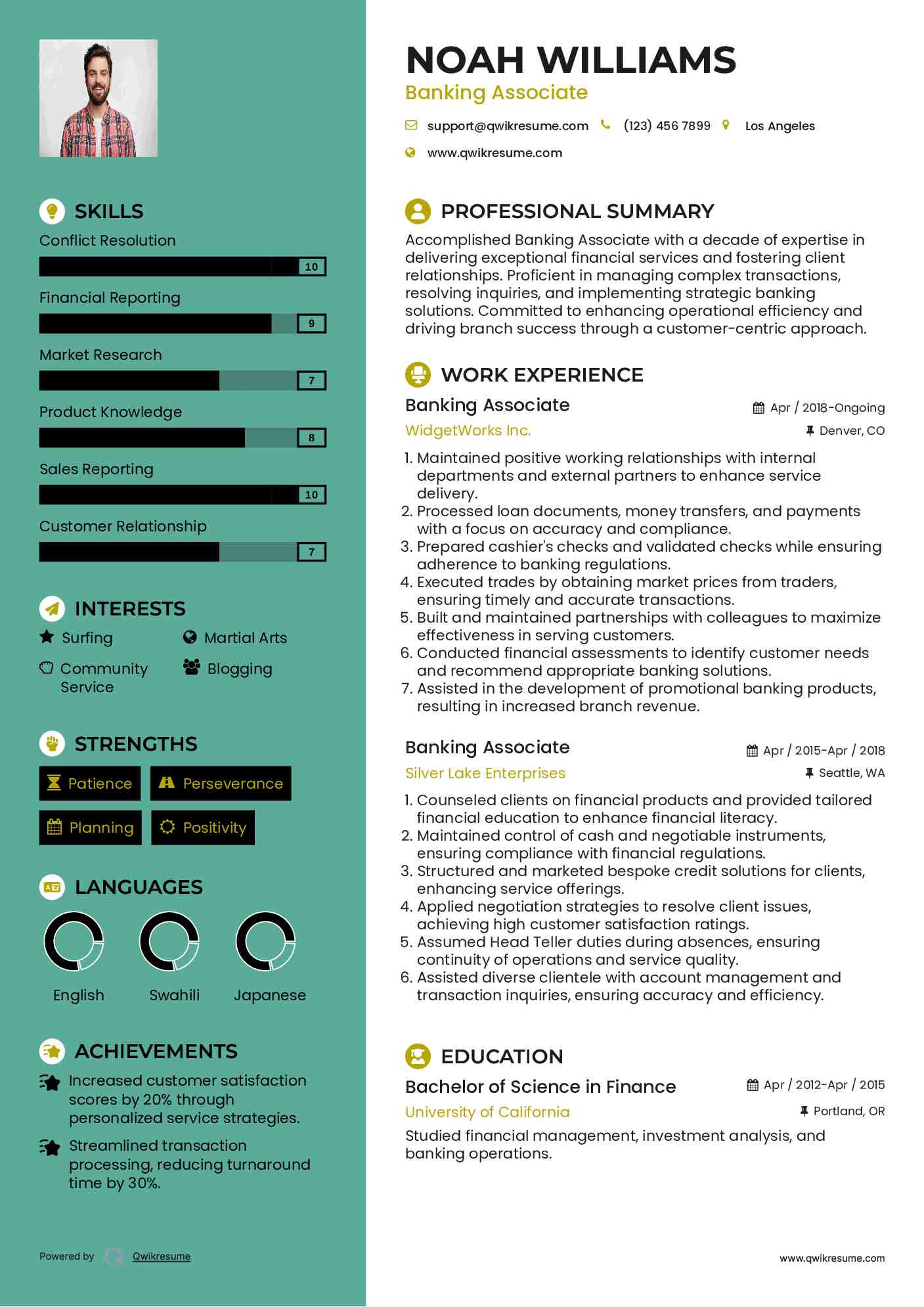 Banking Associate Resume Format
