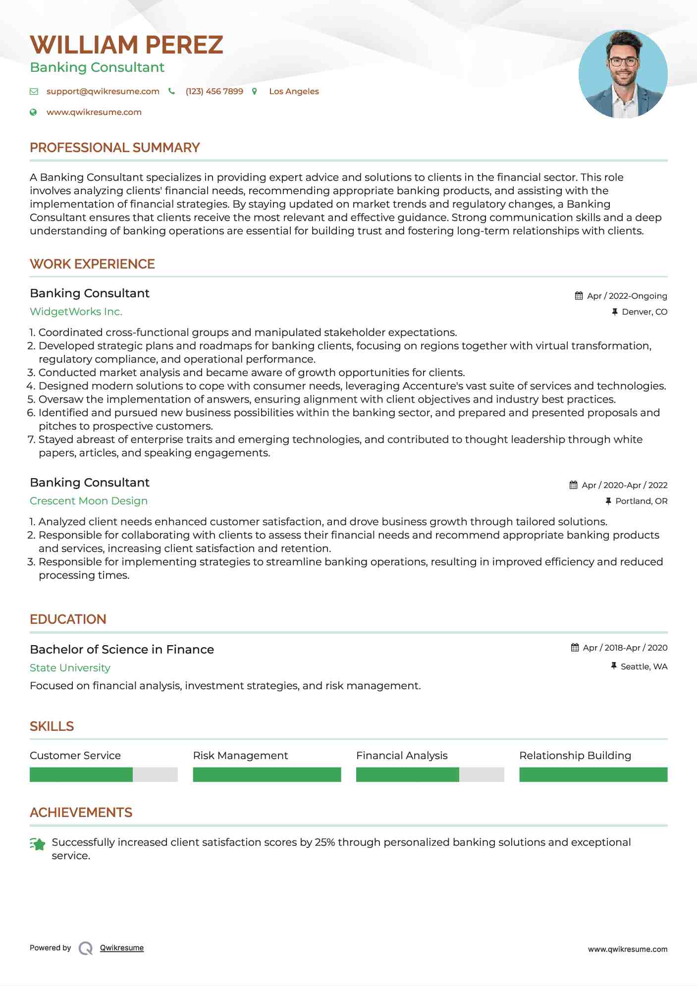 Banking Consultant Resume Model