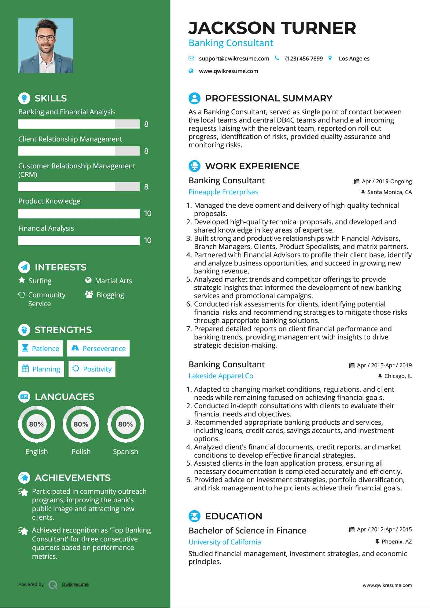 Banking Consultant Resume Sample