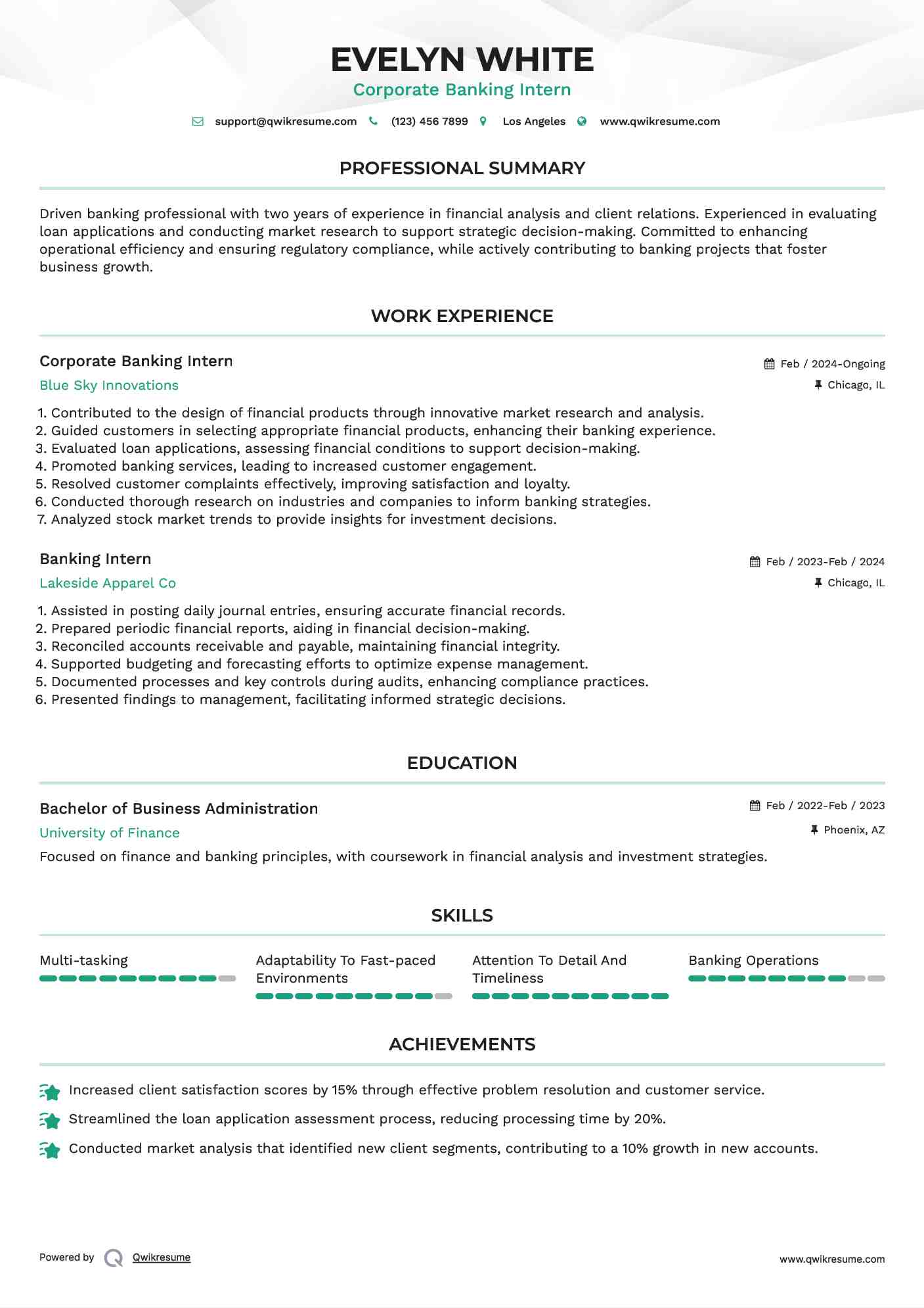 10 Banking Intern Resume Samples Templates For 2025 tips-for-crafting-an-impressive-internship-resume-template-free