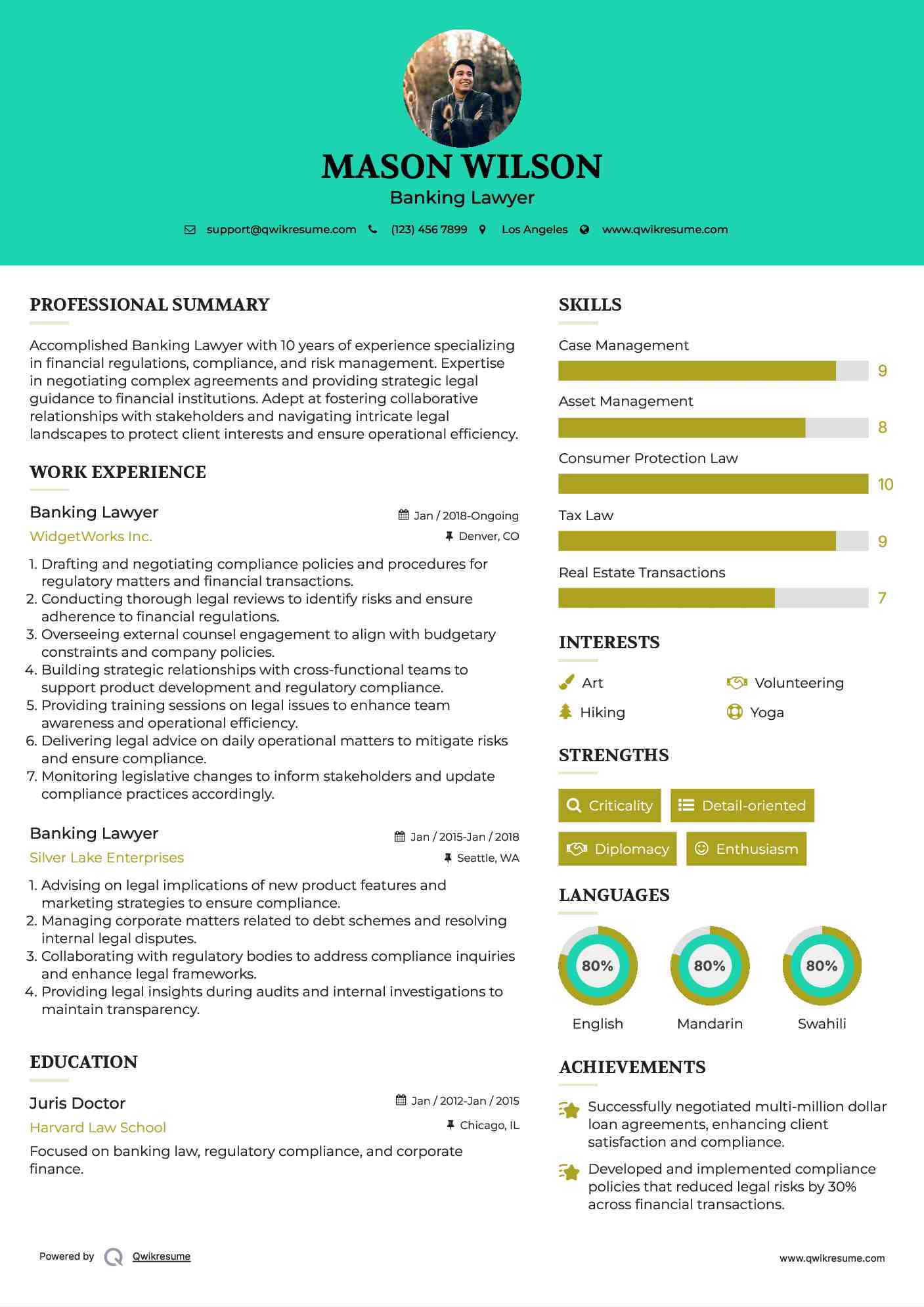 Banking Lawyer Resume Sample