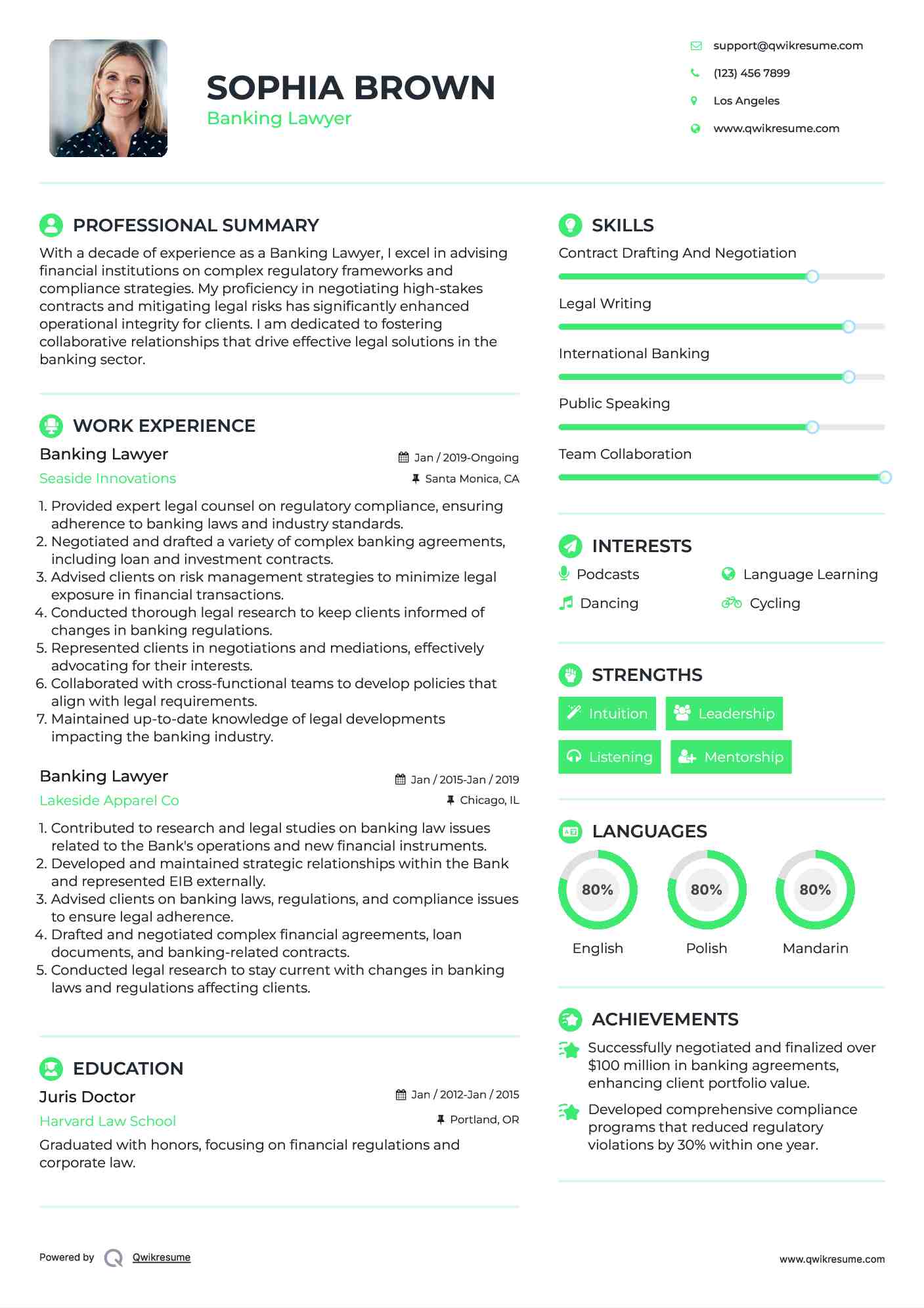 Banking Lawyer Resume Model