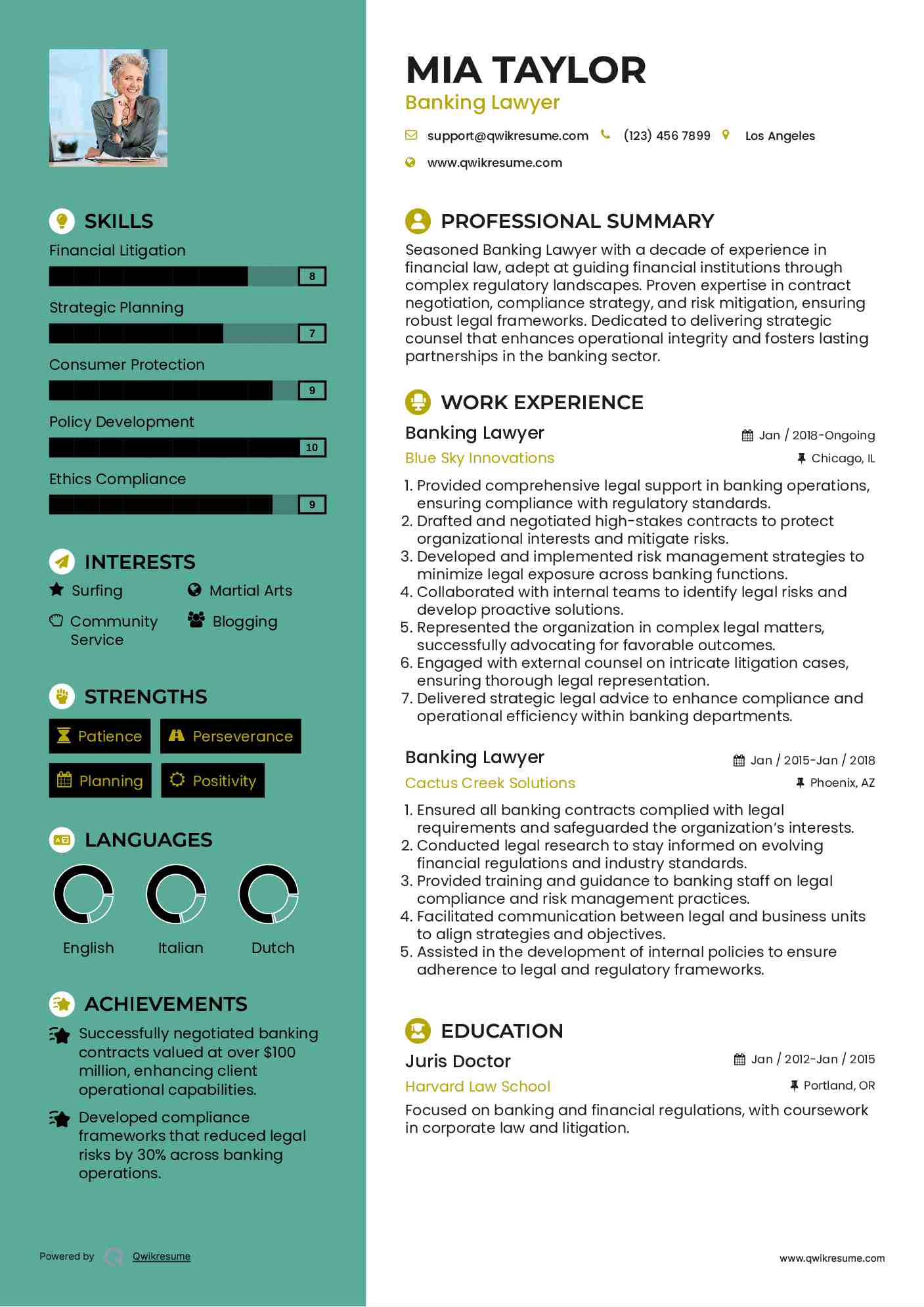 Banking Lawyer Resume Model