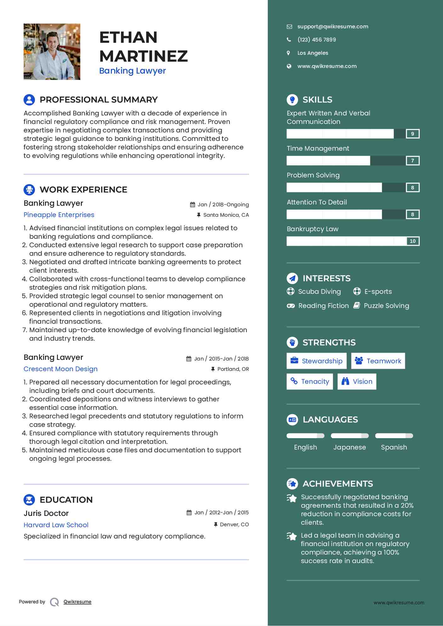 Banking Lawyer Resume Template