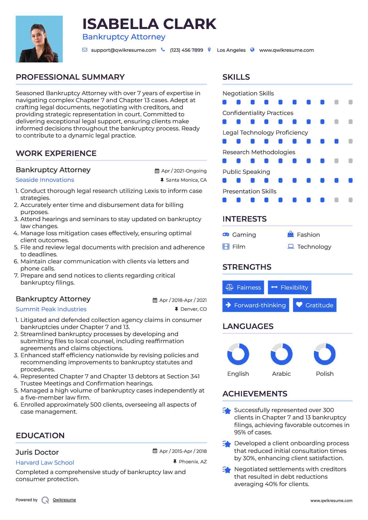 Bankruptcy Attorney Resume Model