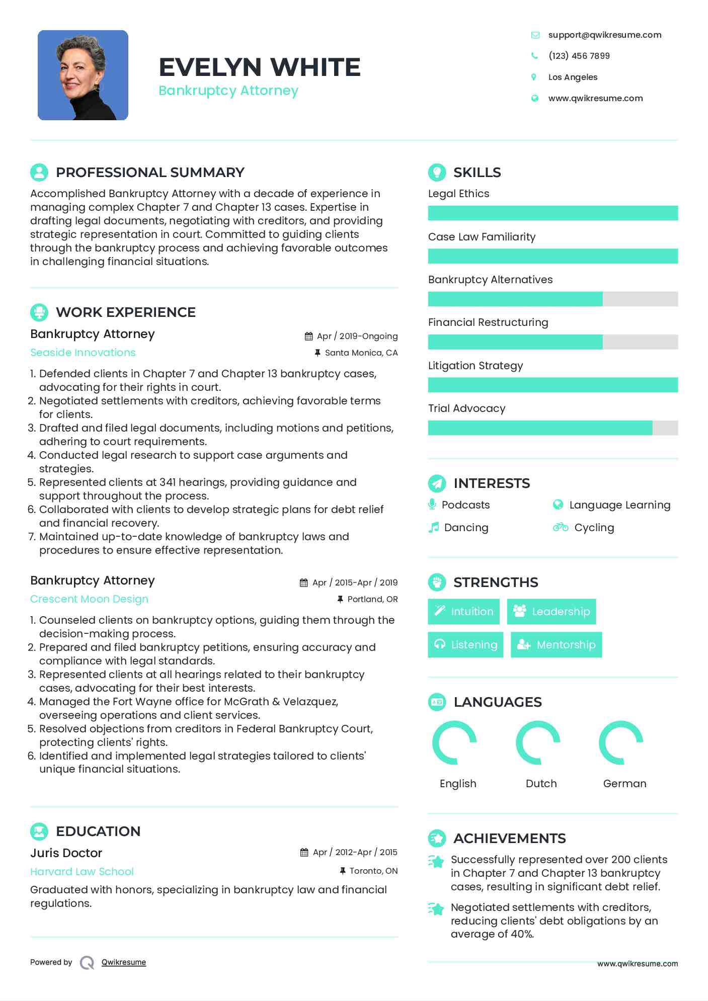 Bankruptcy Attorney Resume Sample