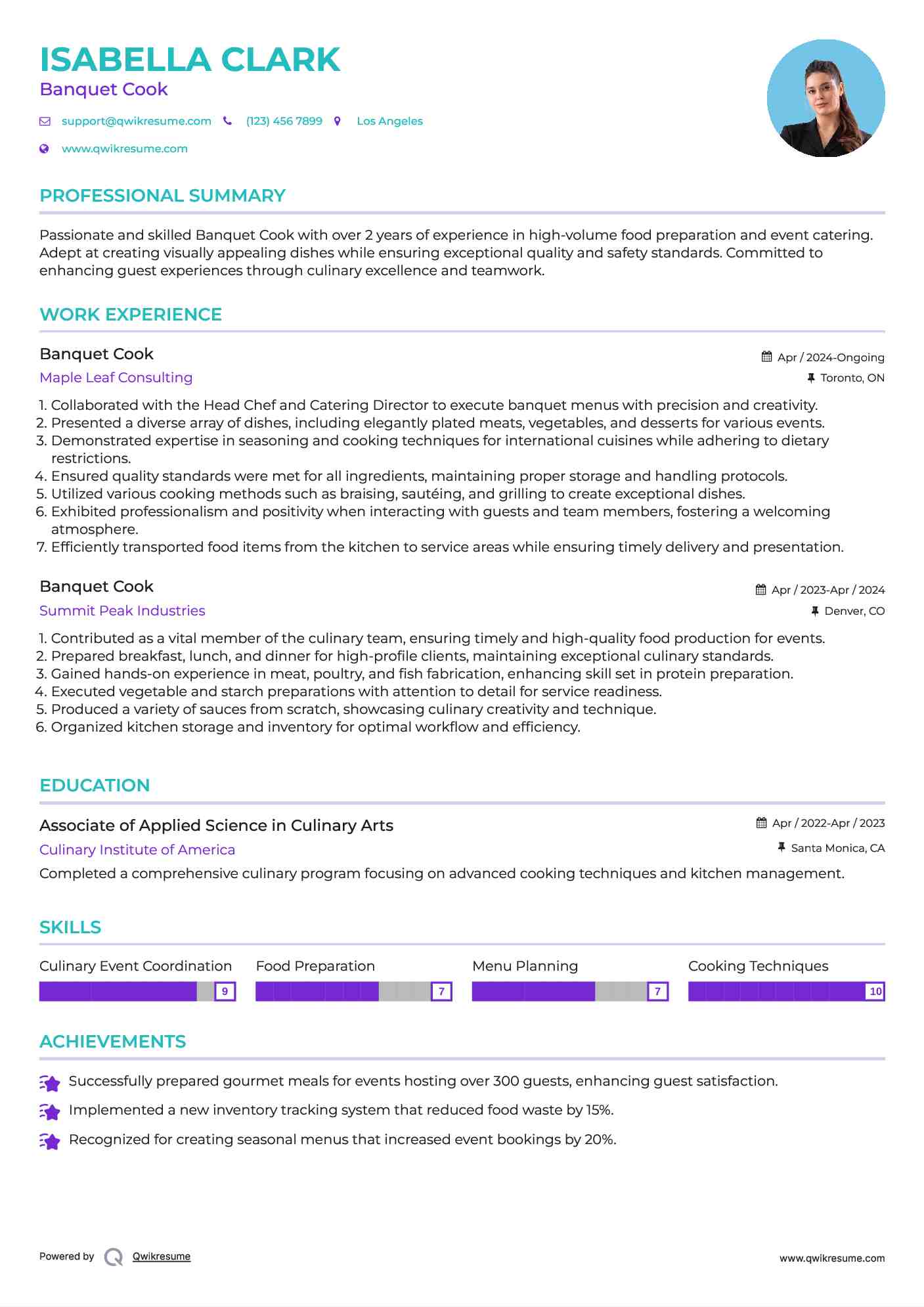 Banquet Cook Resume Sample