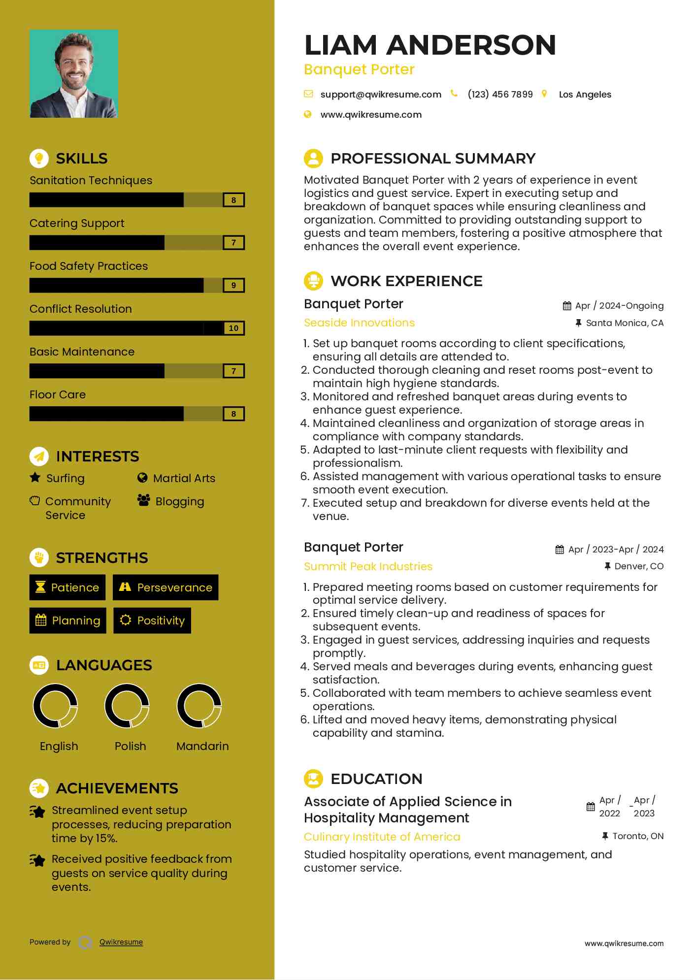Banquet Porter Resume Sample
