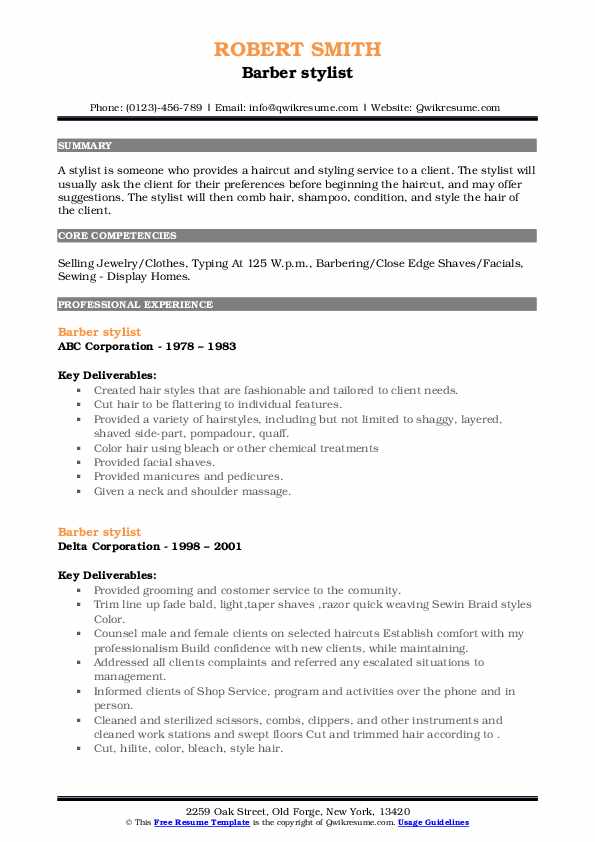 Barber stylist Resume Samples - Barber Stylist 1651558917 Pdf 