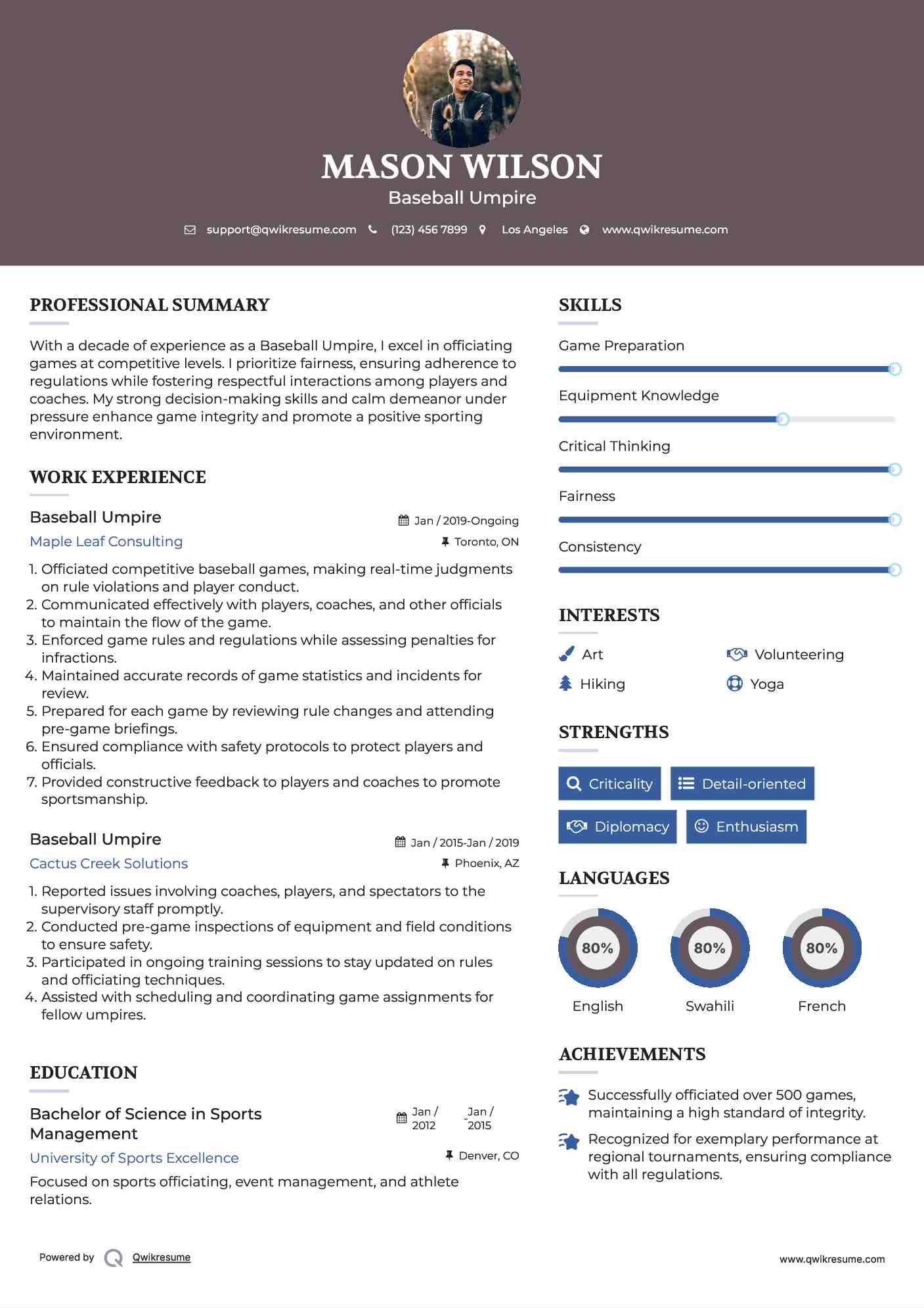 Baseball Umpire Resume Format
