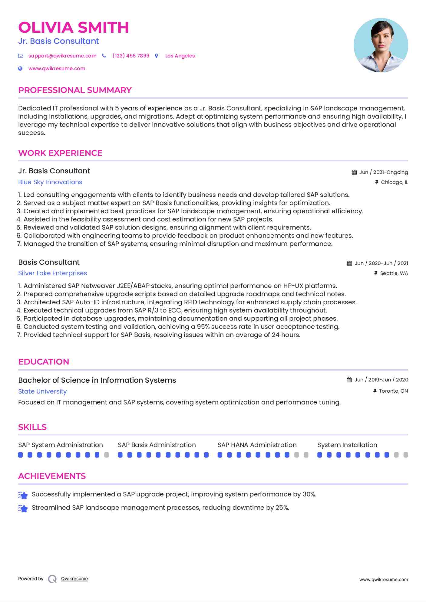 Jr. Basis Consultant Resume Example