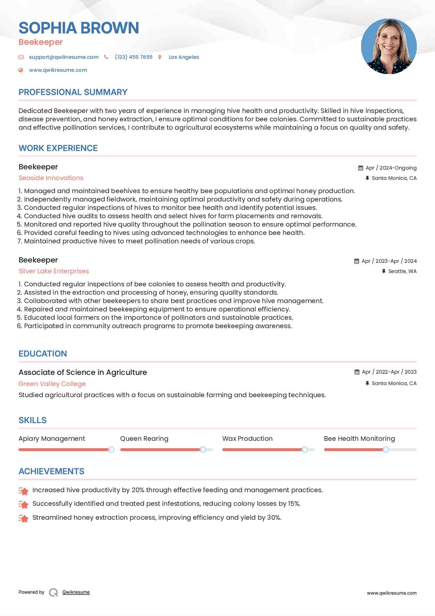 Beekeeper Resume Format