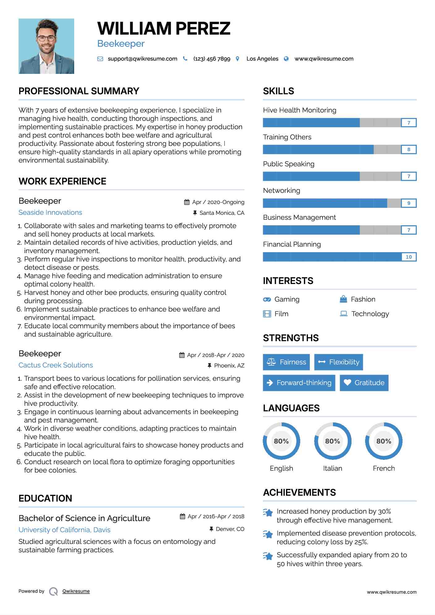 Beekeeper Resume Model