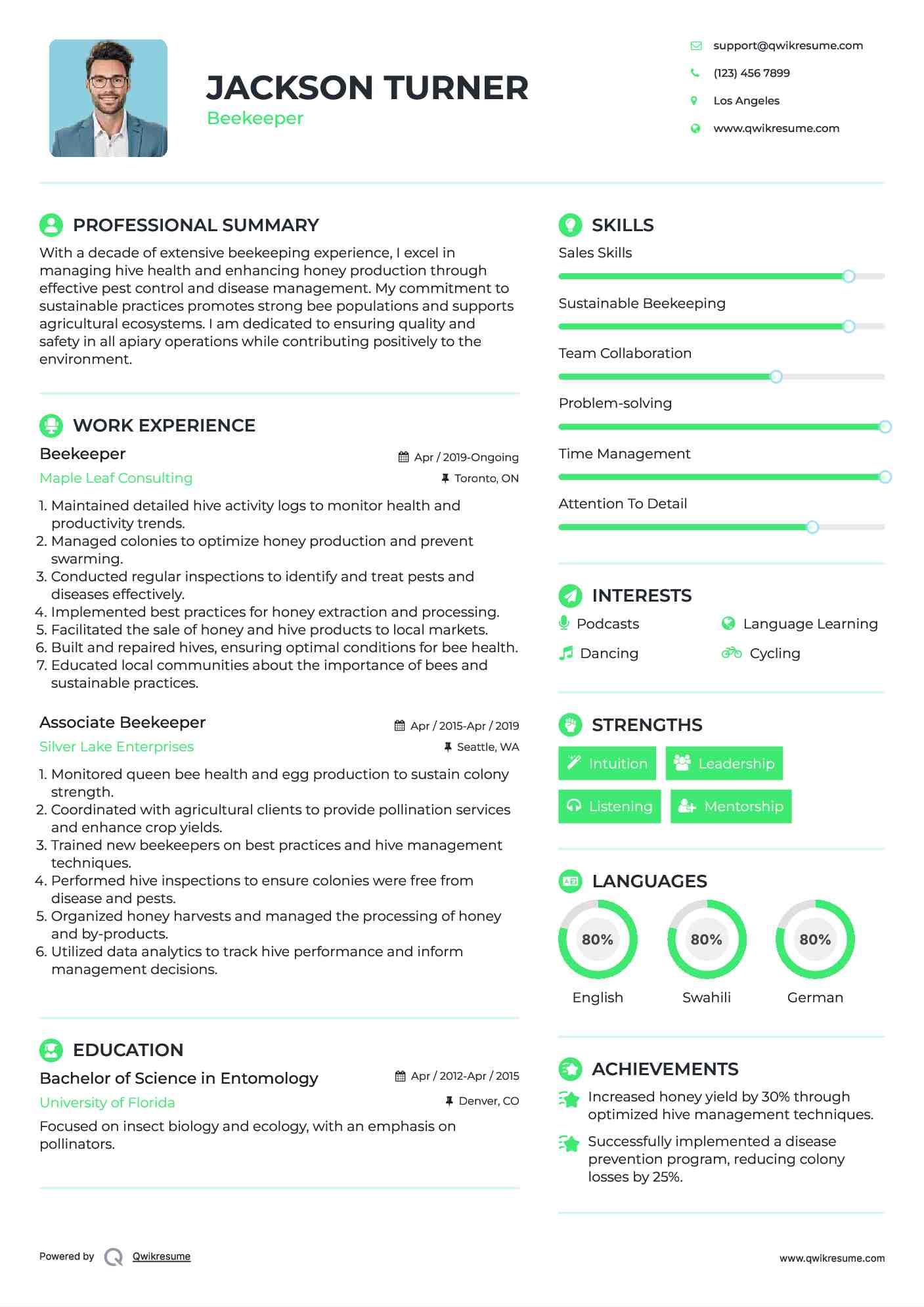 Beekeeper Resume Format