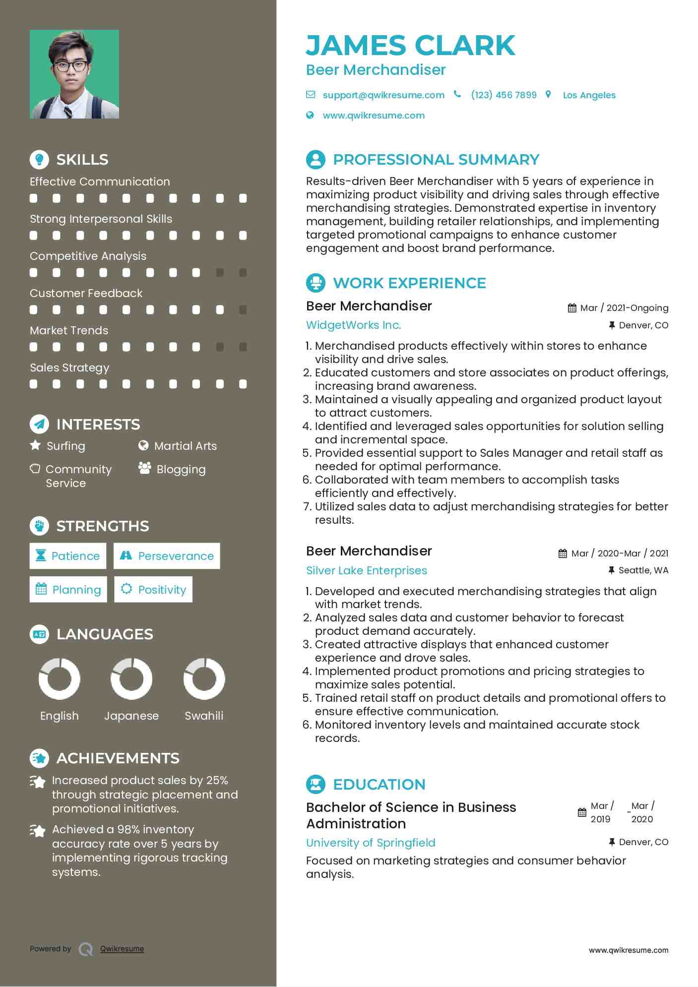 Beer Merchandiser Resume Format