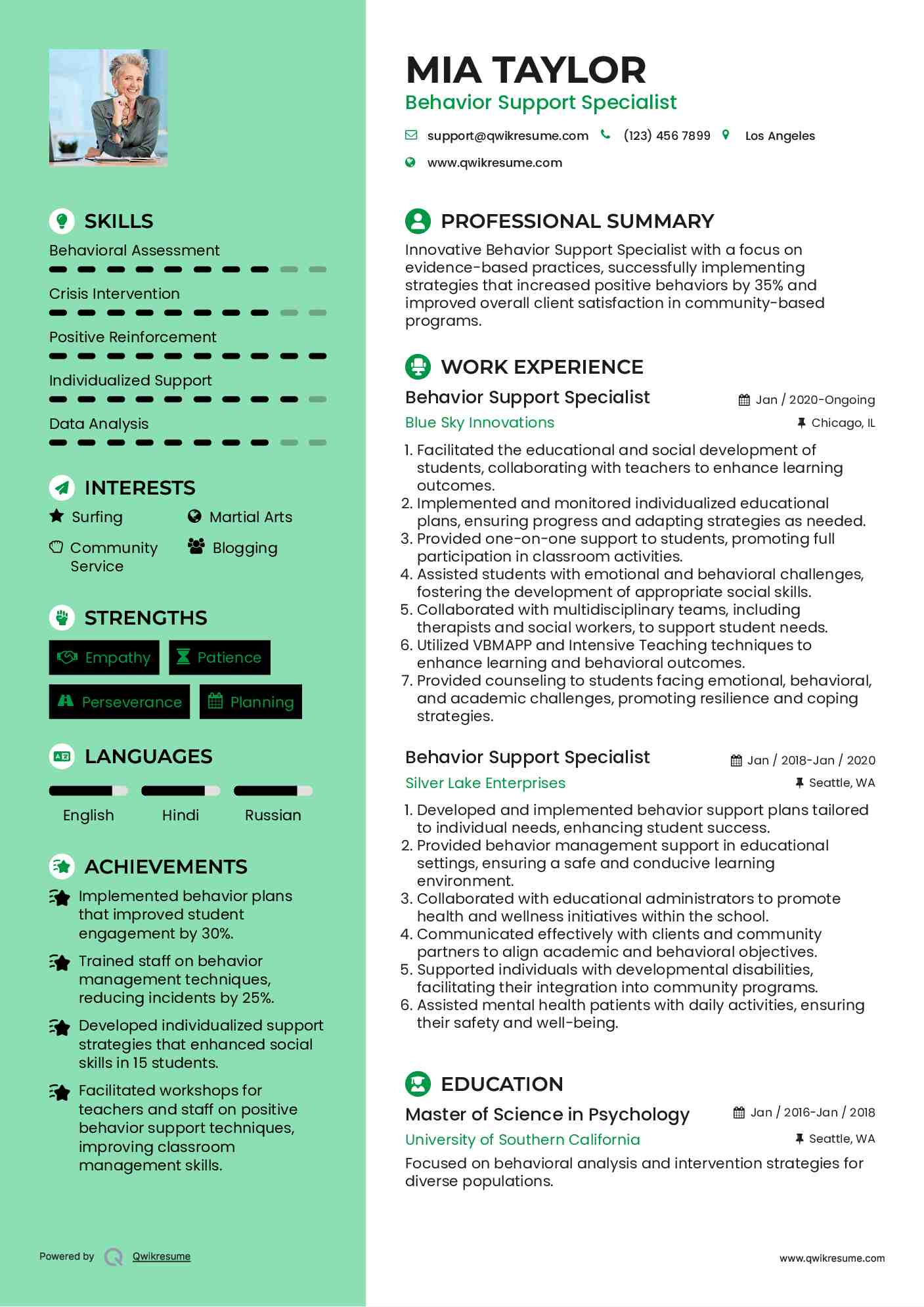 Behavior Support Specialist Resume Format