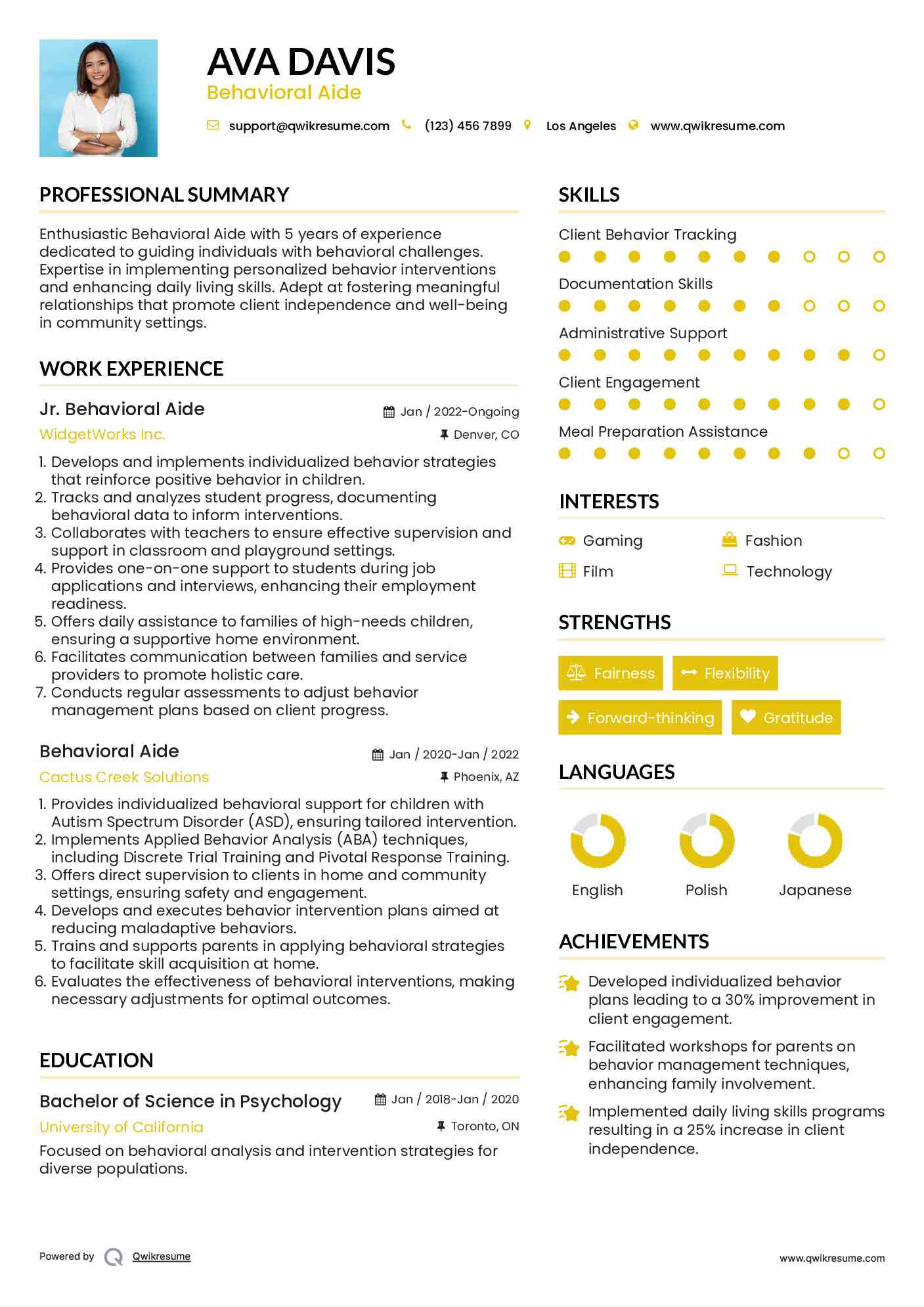 Jr. Behavioral Aide Resume Template