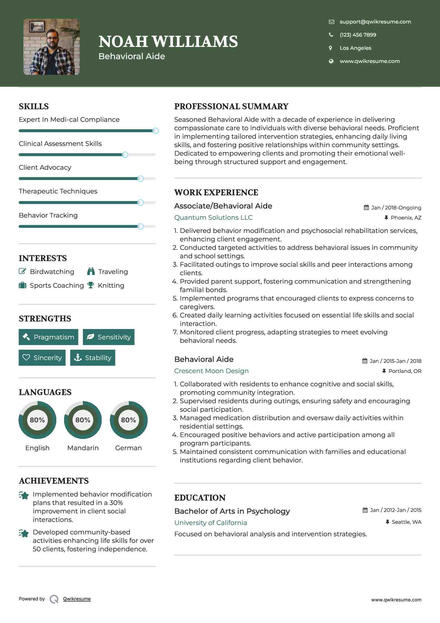 Associate/Behavioral Aide Resume Format