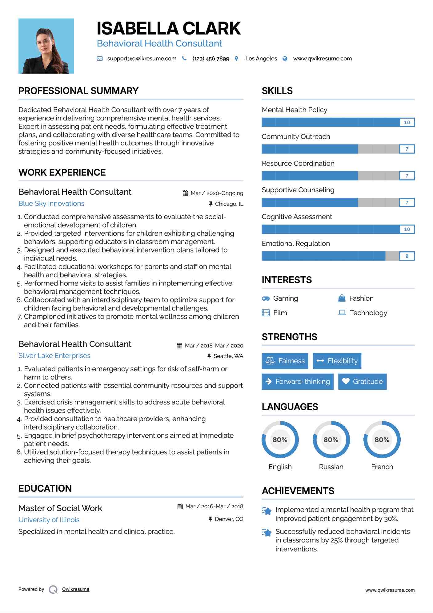 Behavioral Health Consultant Resume Format