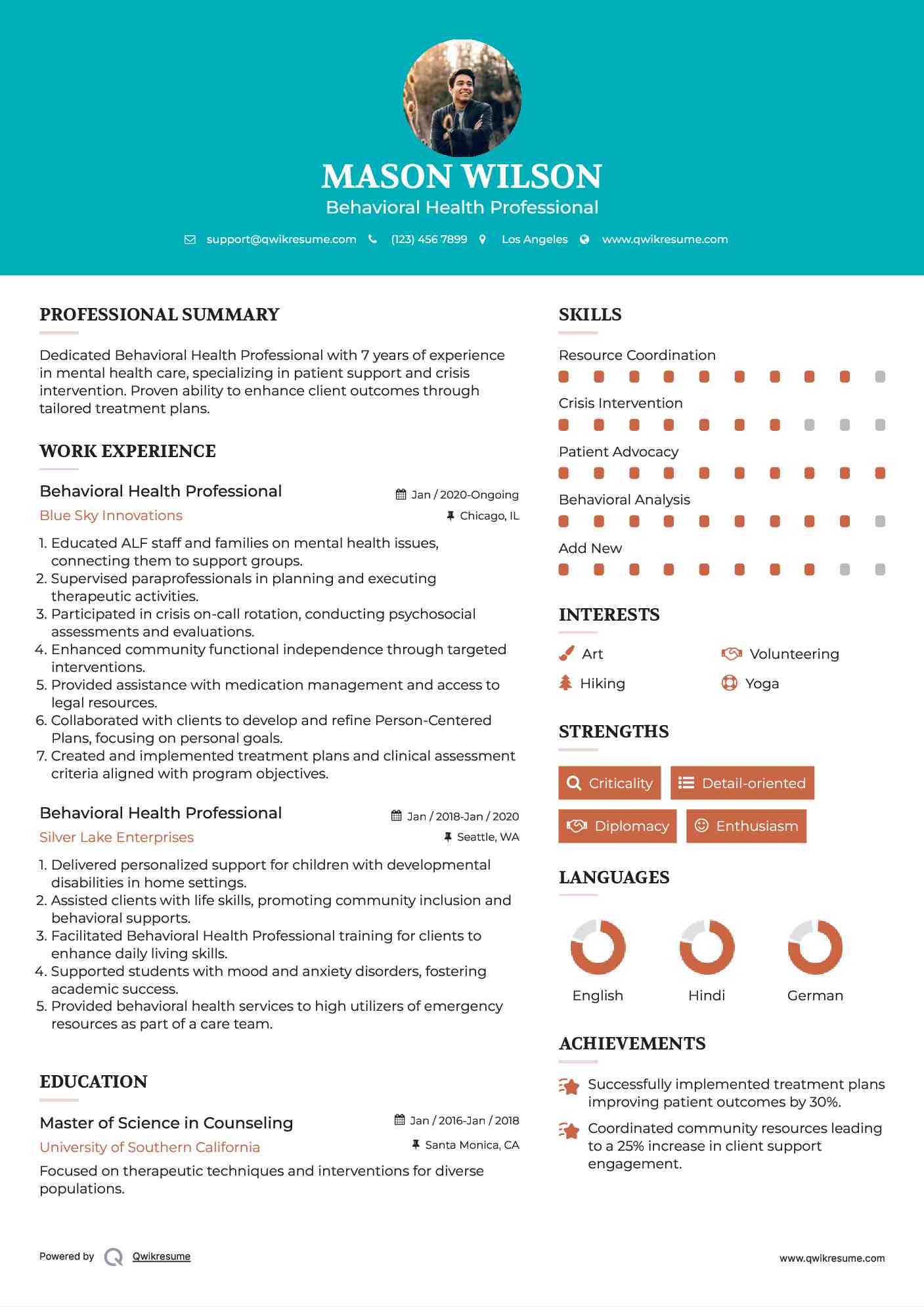 Behavioral Health Professional Resume Model