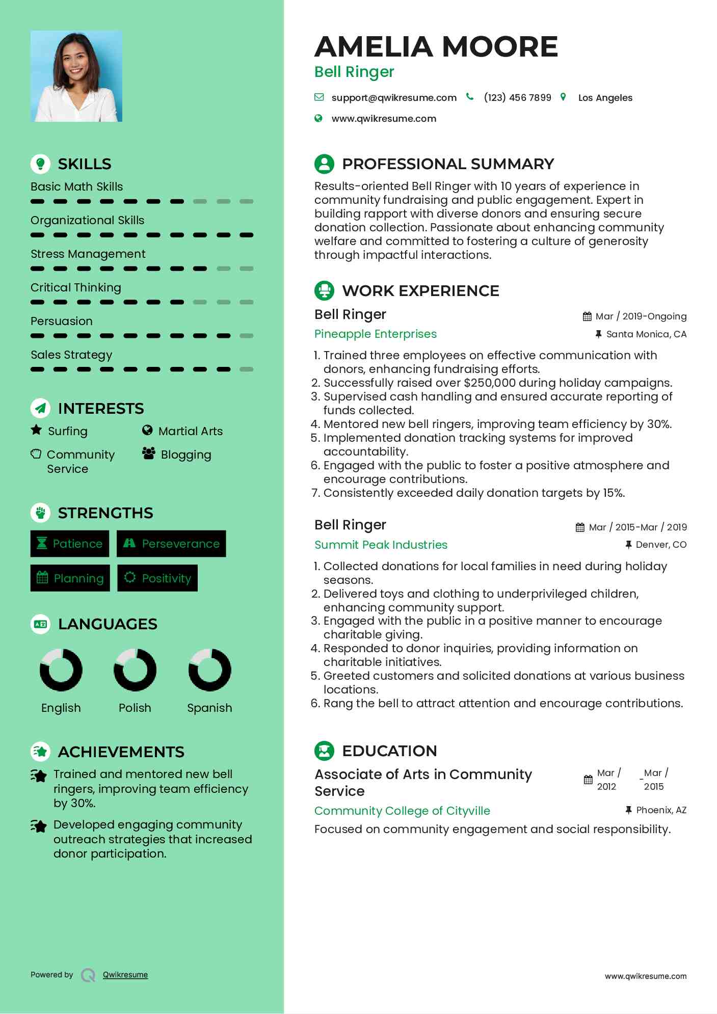 Bell Ringer Resume Template