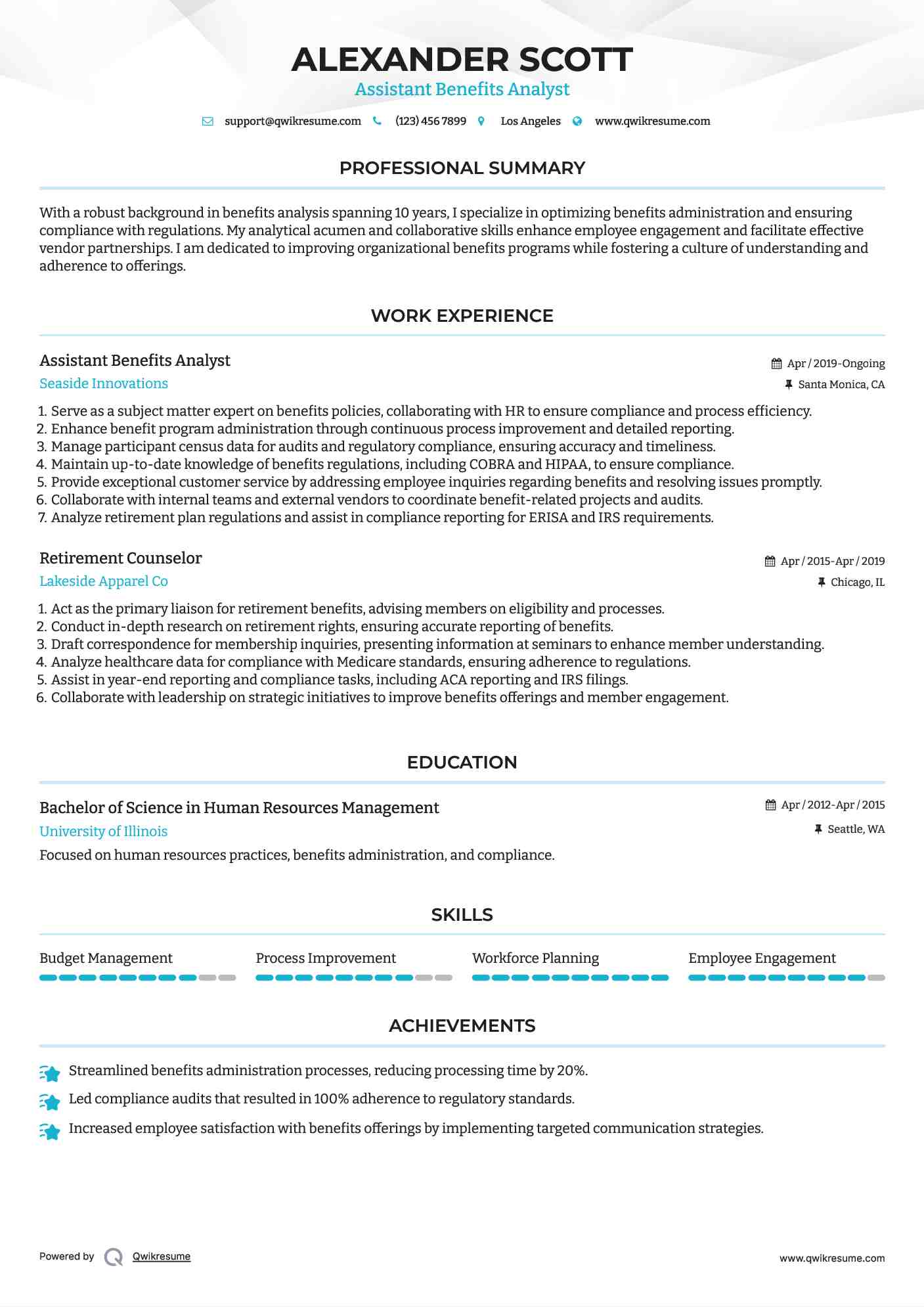 compensation analyst resumes