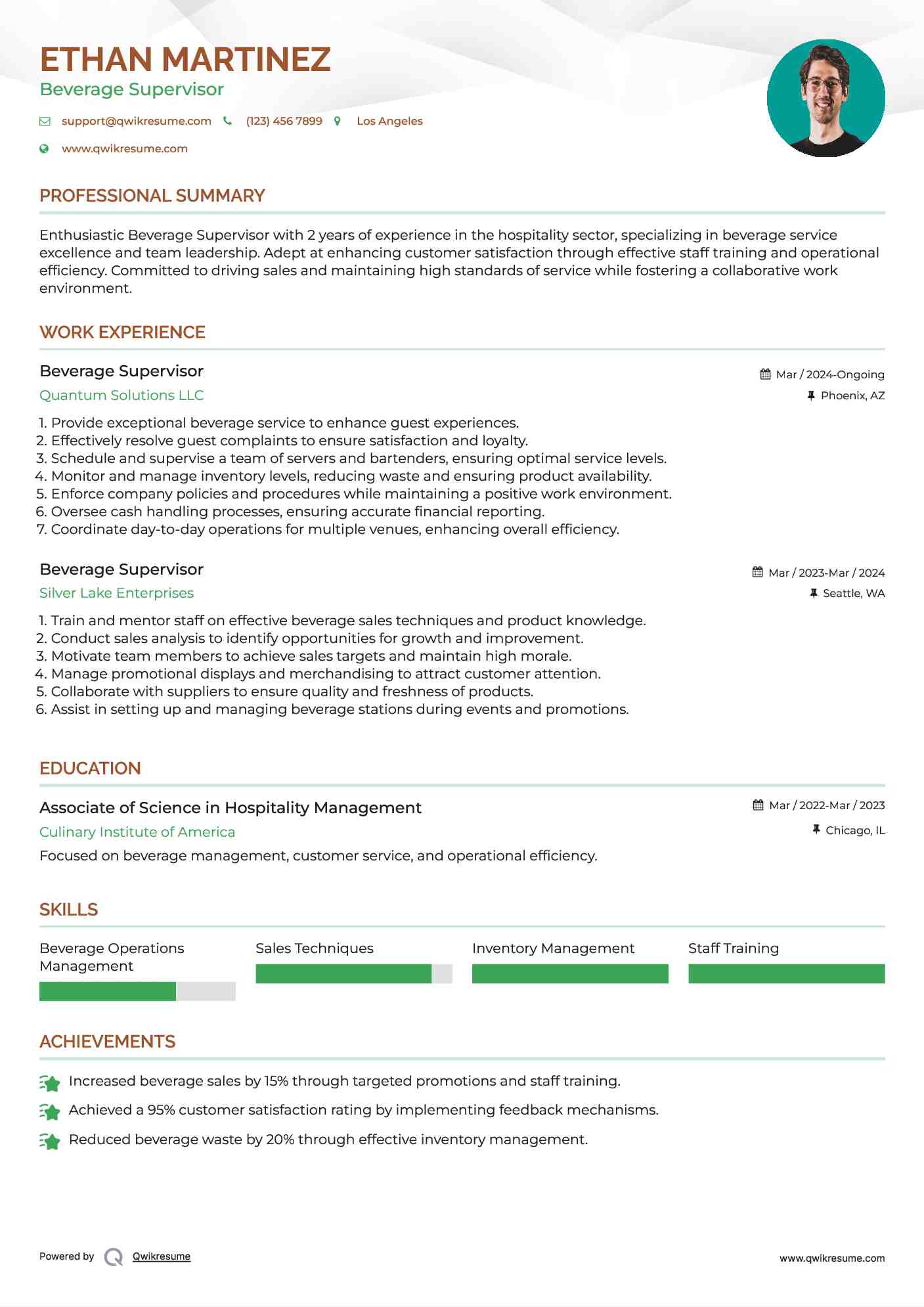 beverage-supervisor-resume-samples-qwikresume