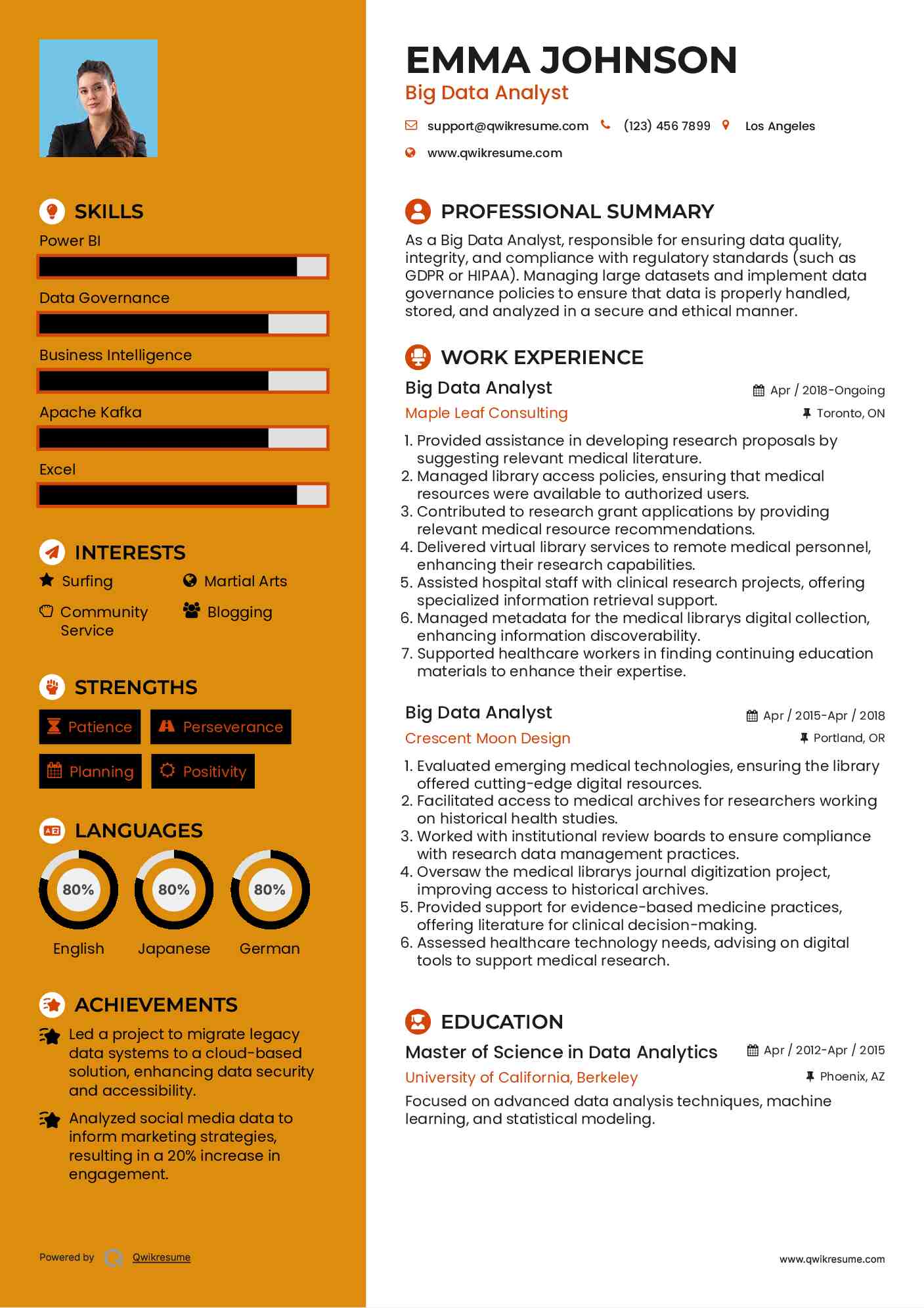 Big Data Analyst Resume Template