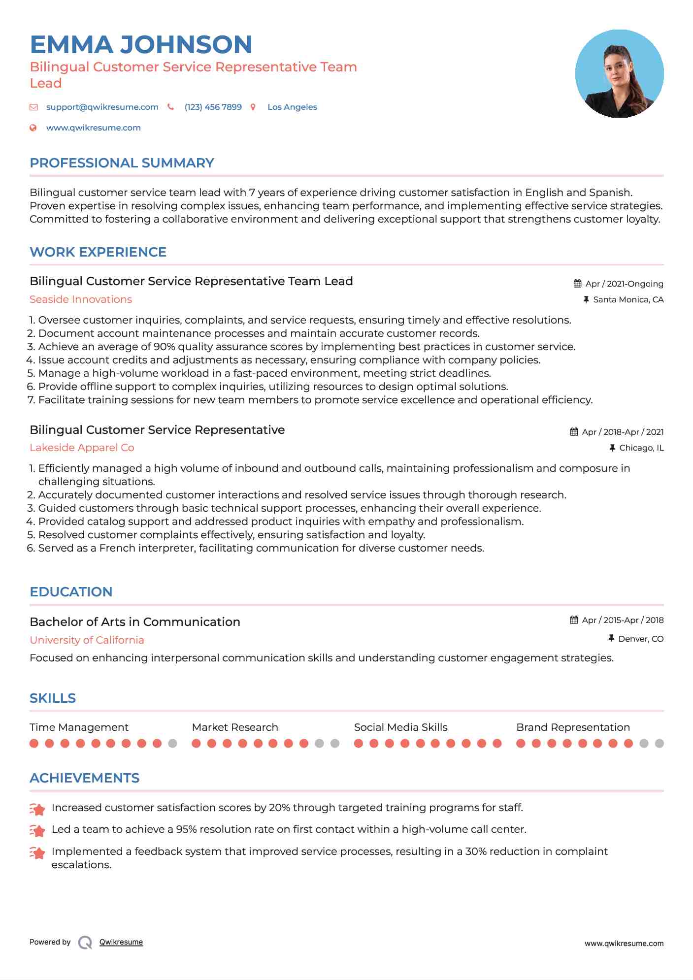 Bilingual Customer Service Representative