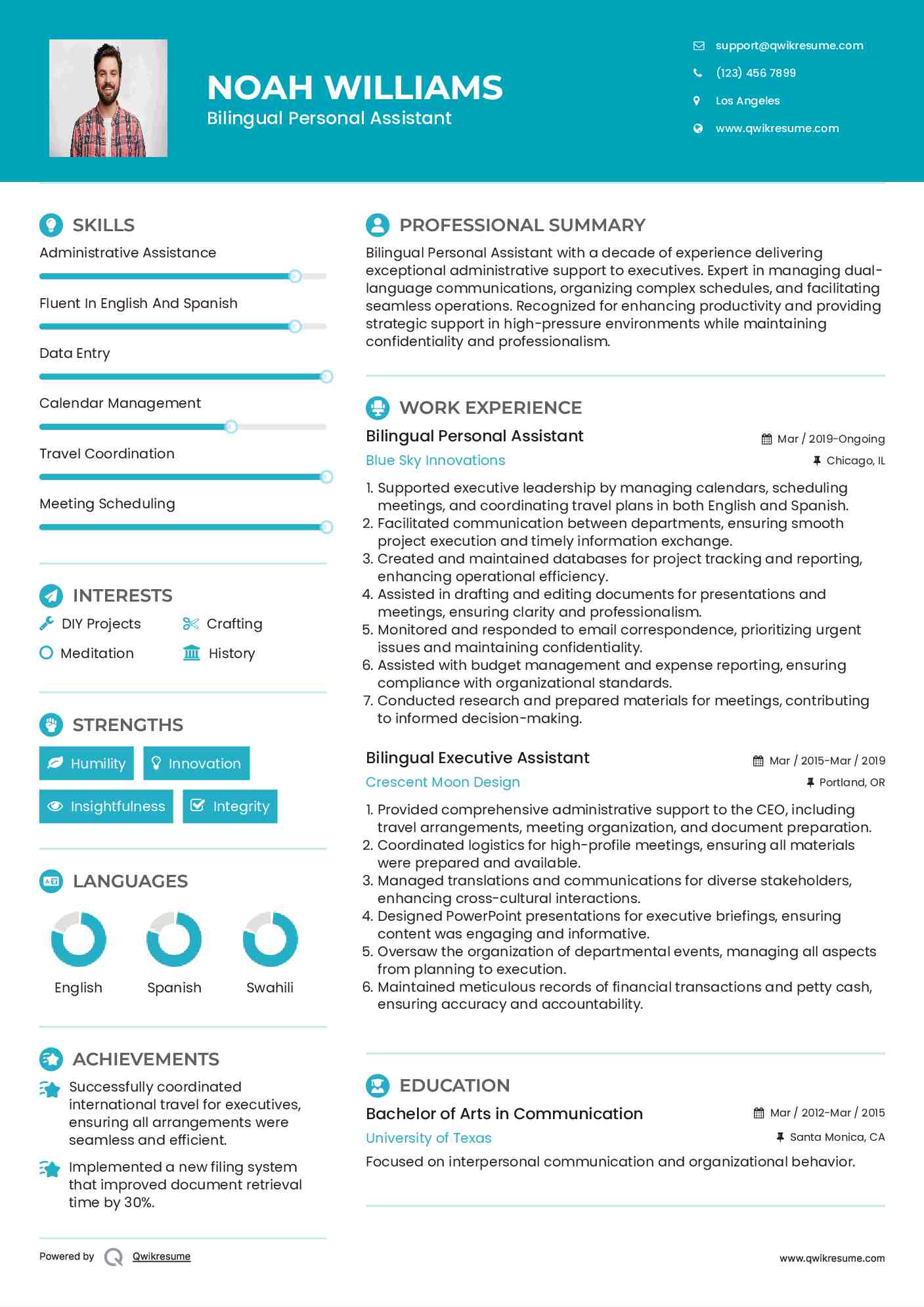 Bilingual Personal Assistant Resume Format