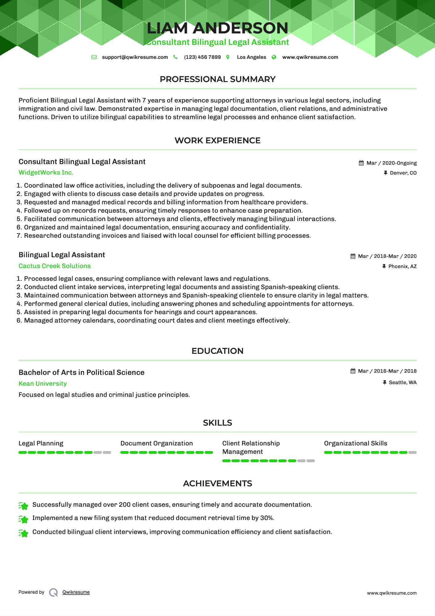 Consultant Bilingual Legal Assistant Resume Format
