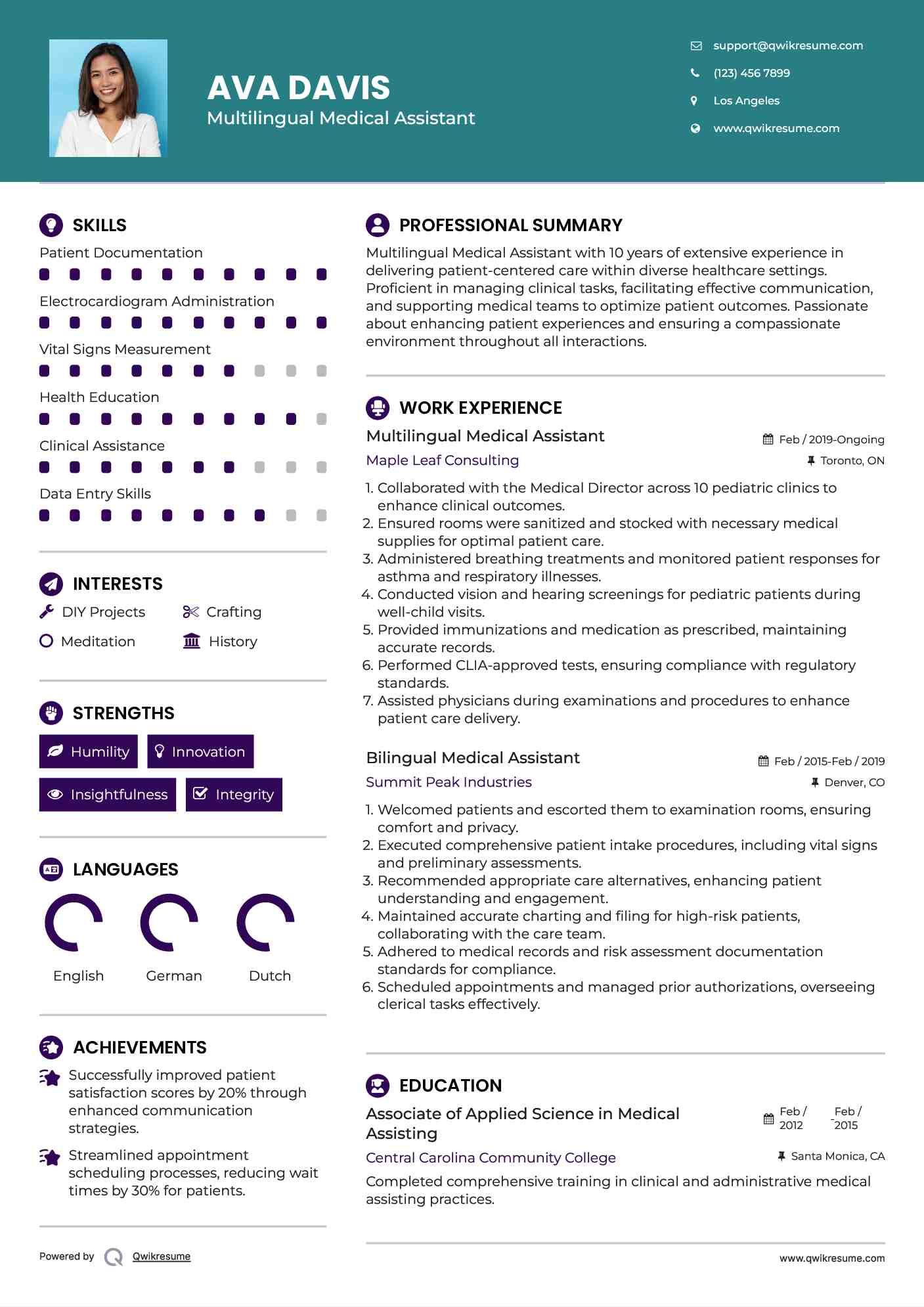 Multilingual Medical Assistant Resume Format