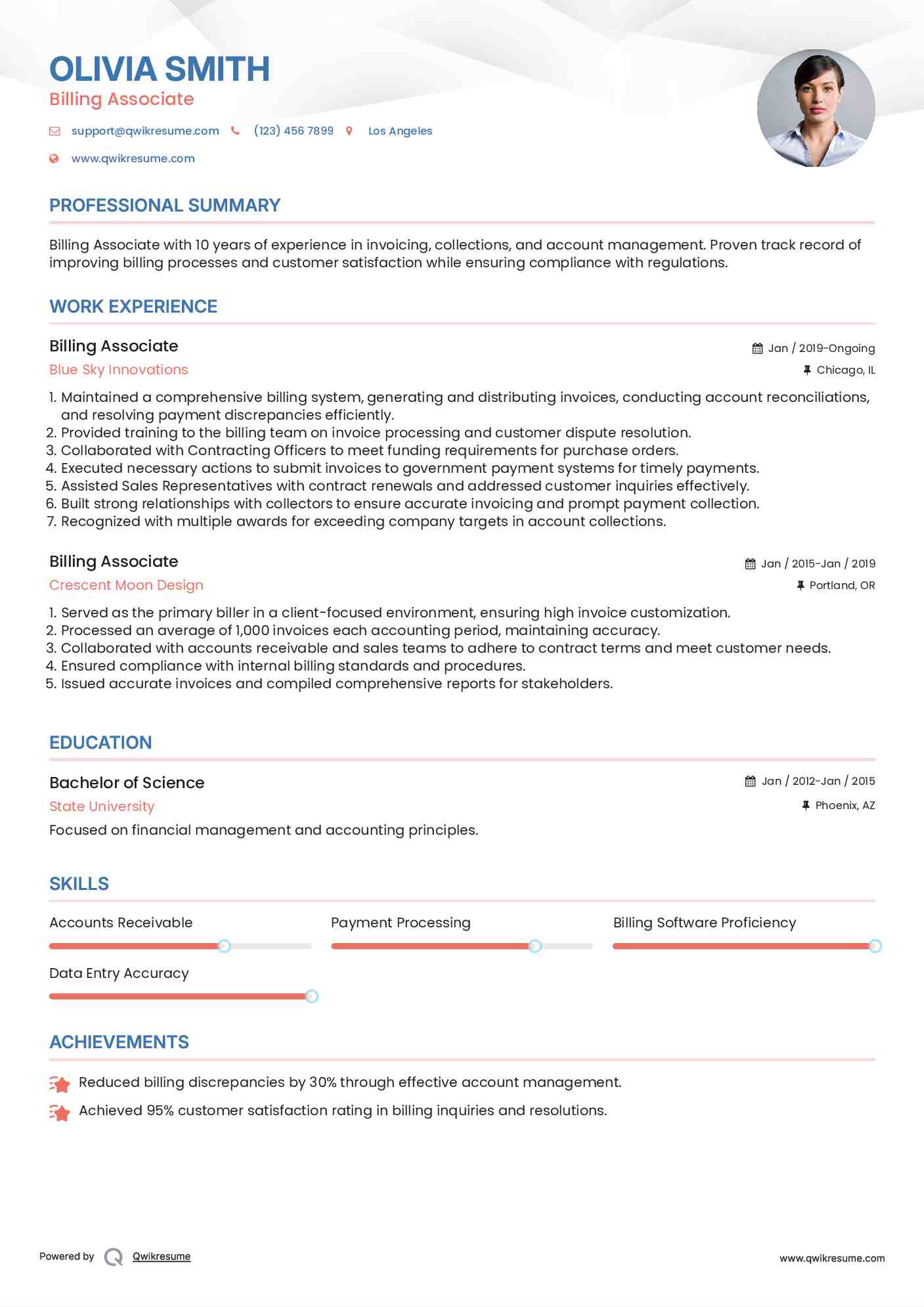Billing Associate Resume Template