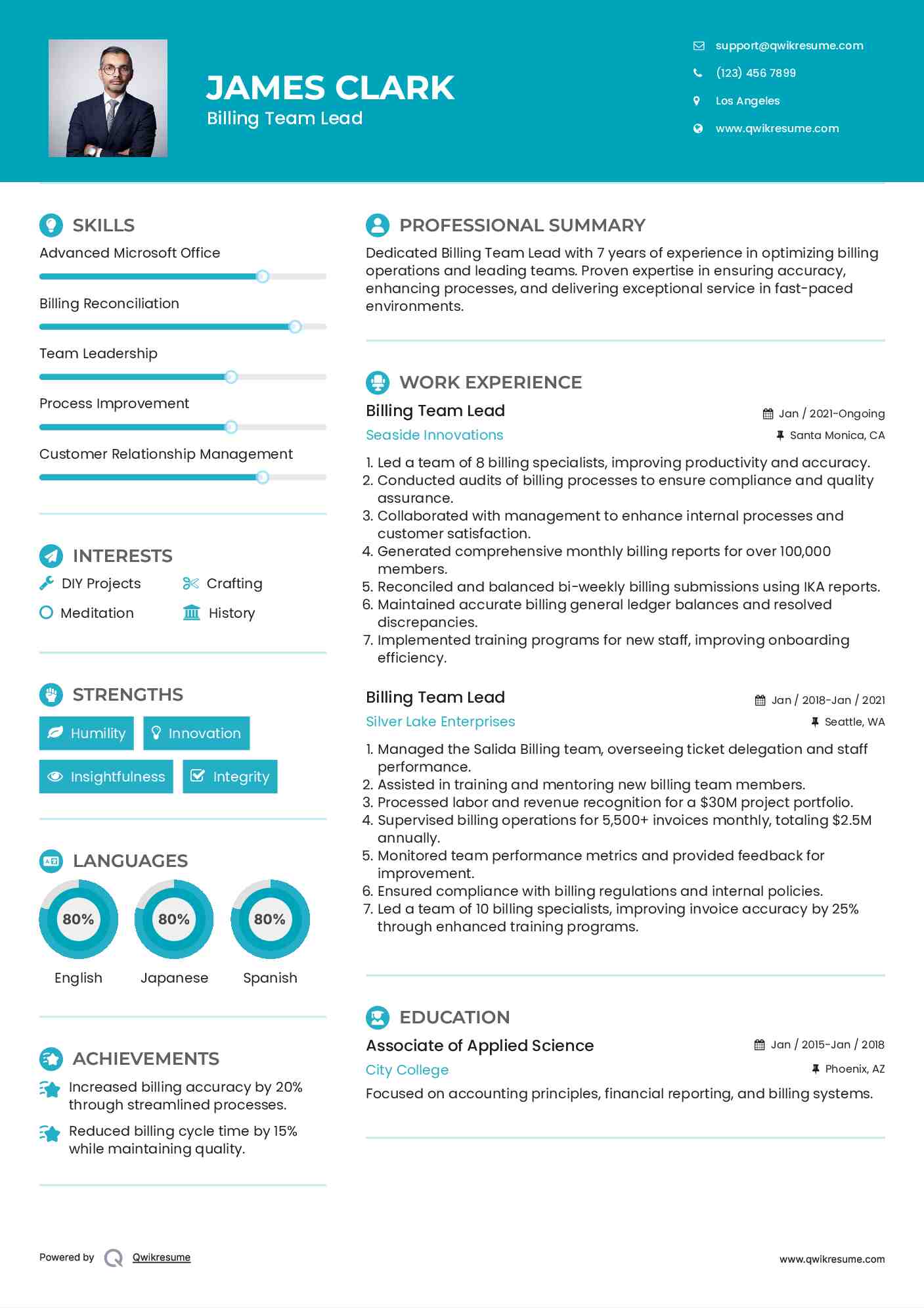 Billing Team Lead Resume Template