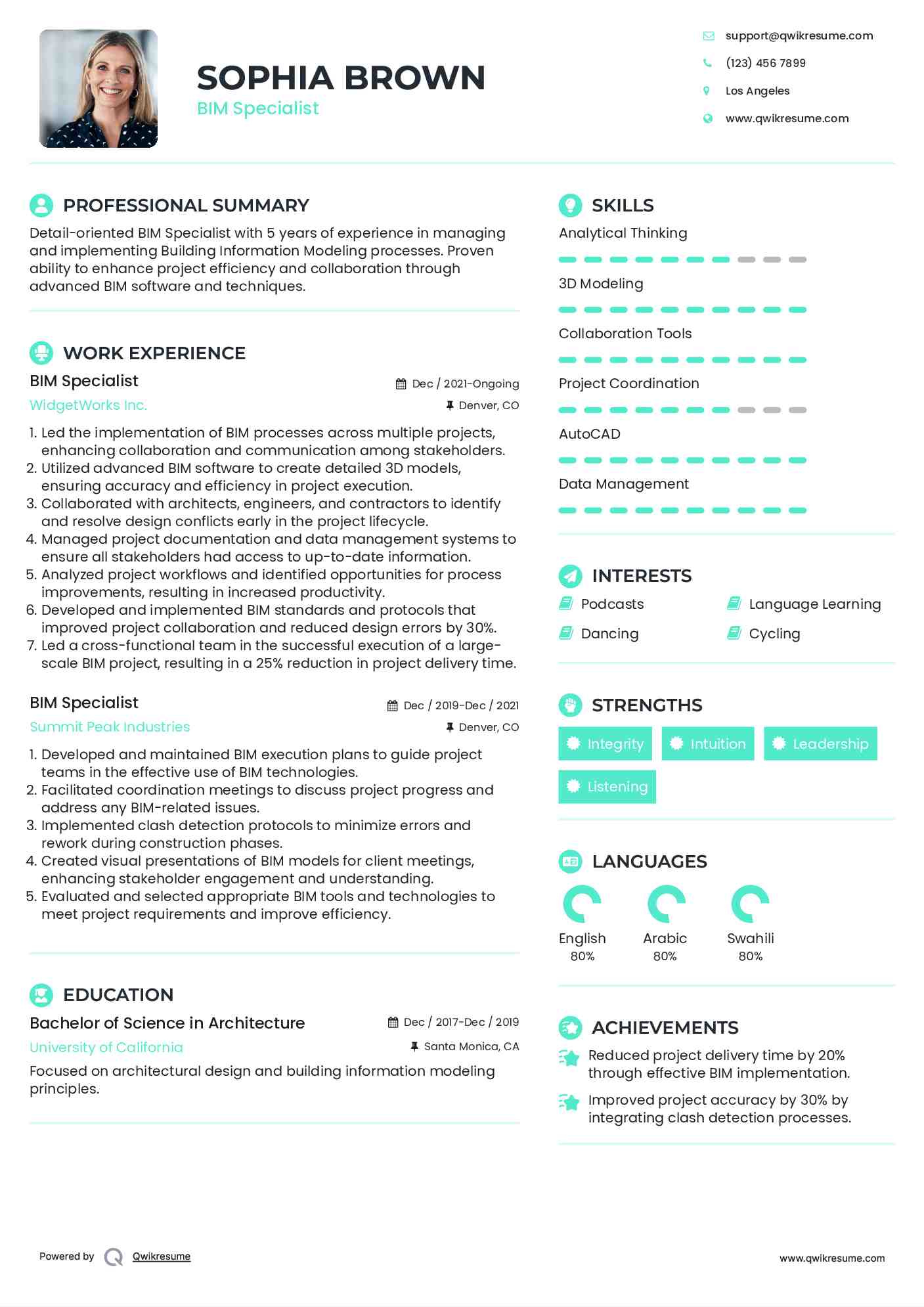 BIM Specialist Resume Format