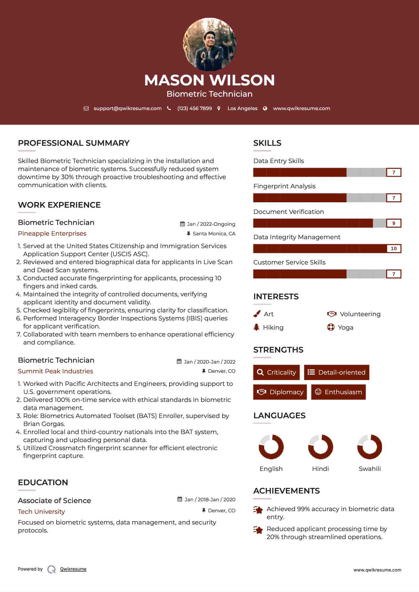 All Of Us Are Dead Resume Biometric Technician Resume Samples | QwikResume