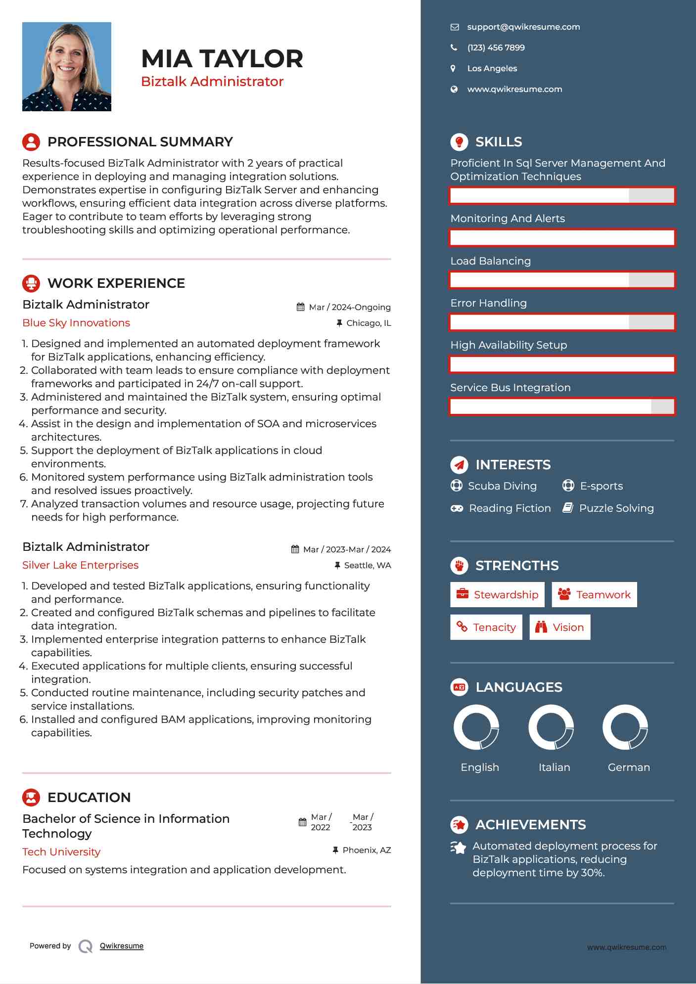 Biztalk Administrator Resume Example