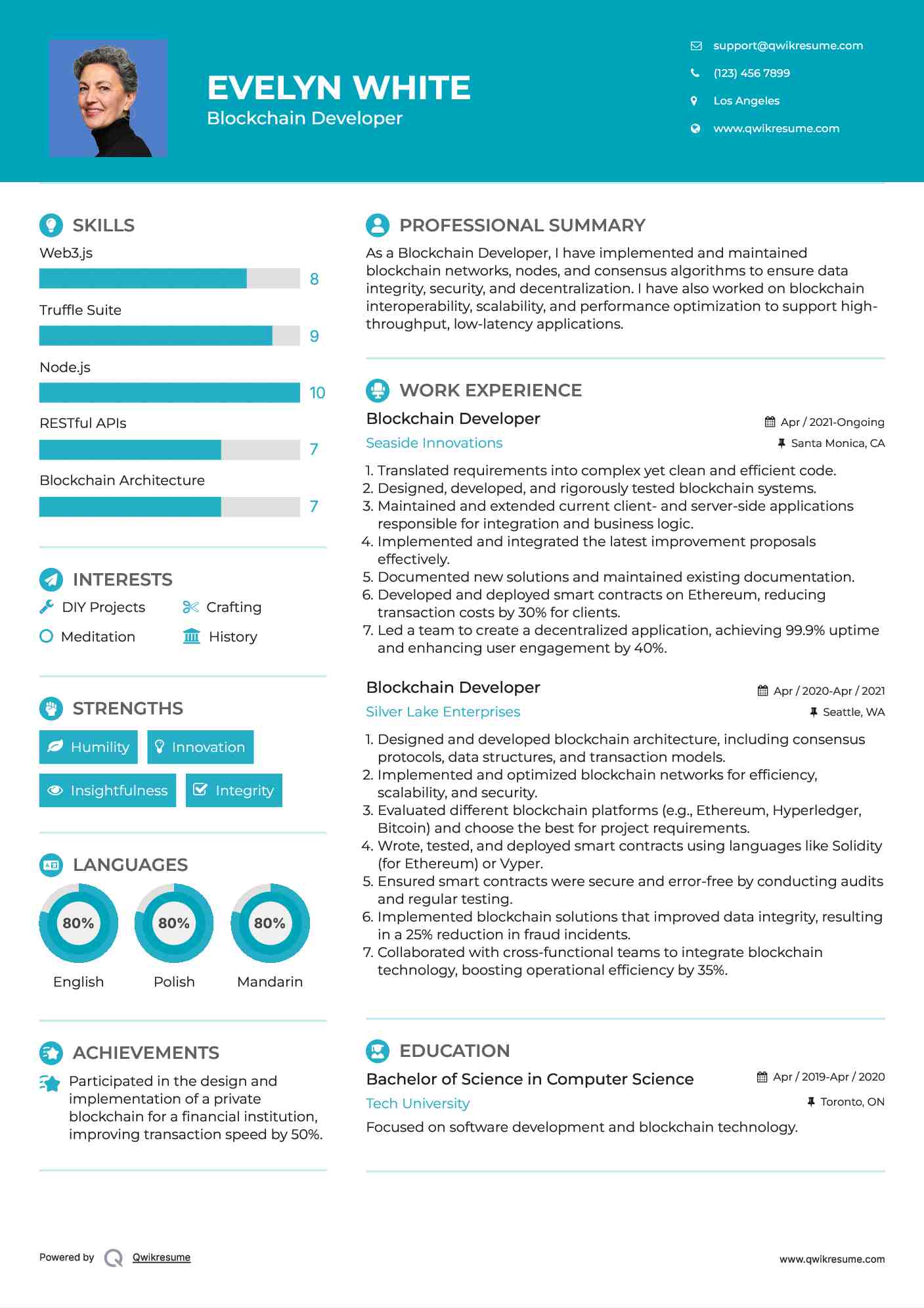 Blockchain Developer Resume Model