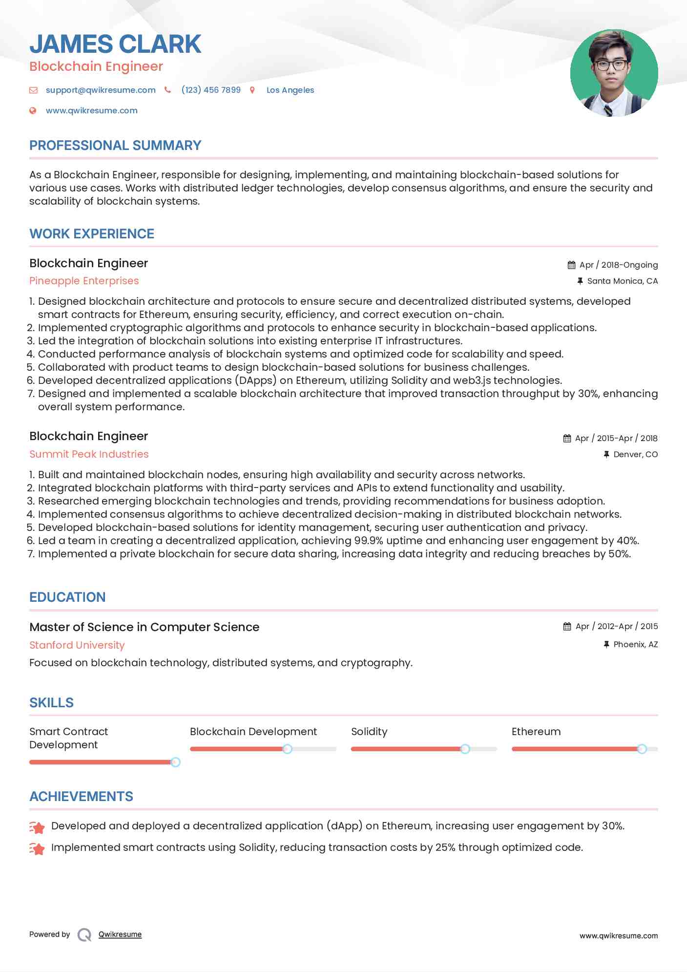 Blockchain Engineer Resume Model
