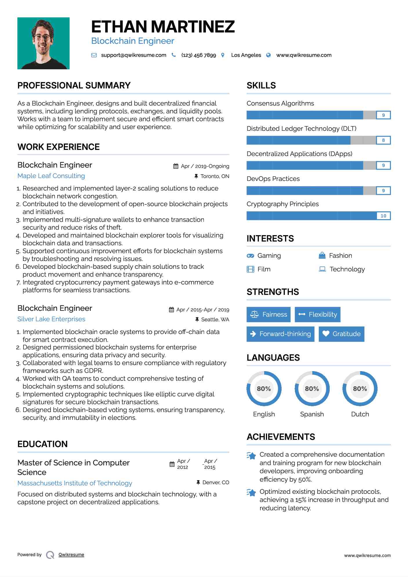 Blockchain Engineer Resume Format