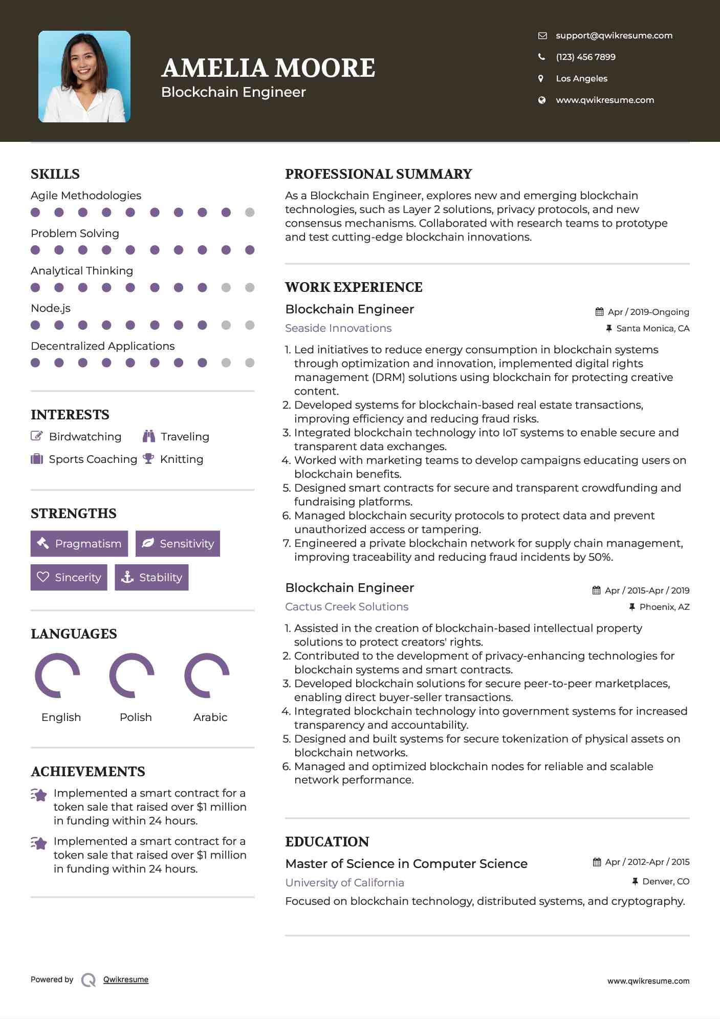 Blockchain Engineer Resume Template